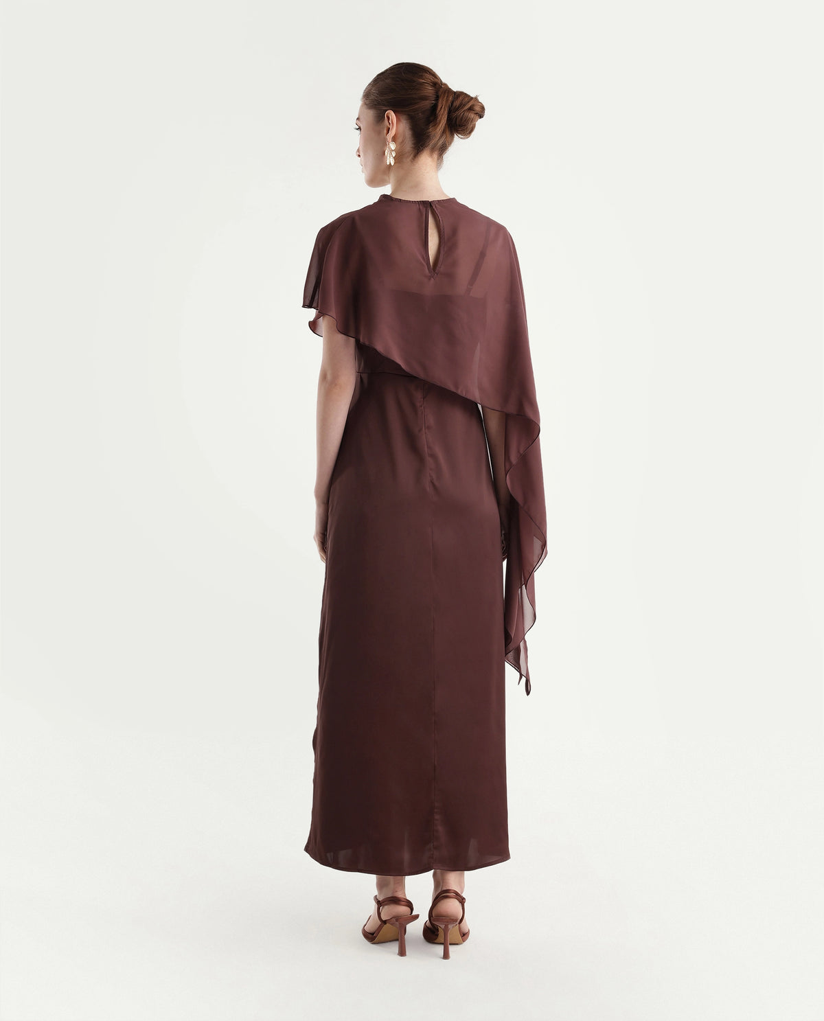 Rareism Women's Onpape Brown Polyester Crew Neck Sheath Plain Dress - image 7