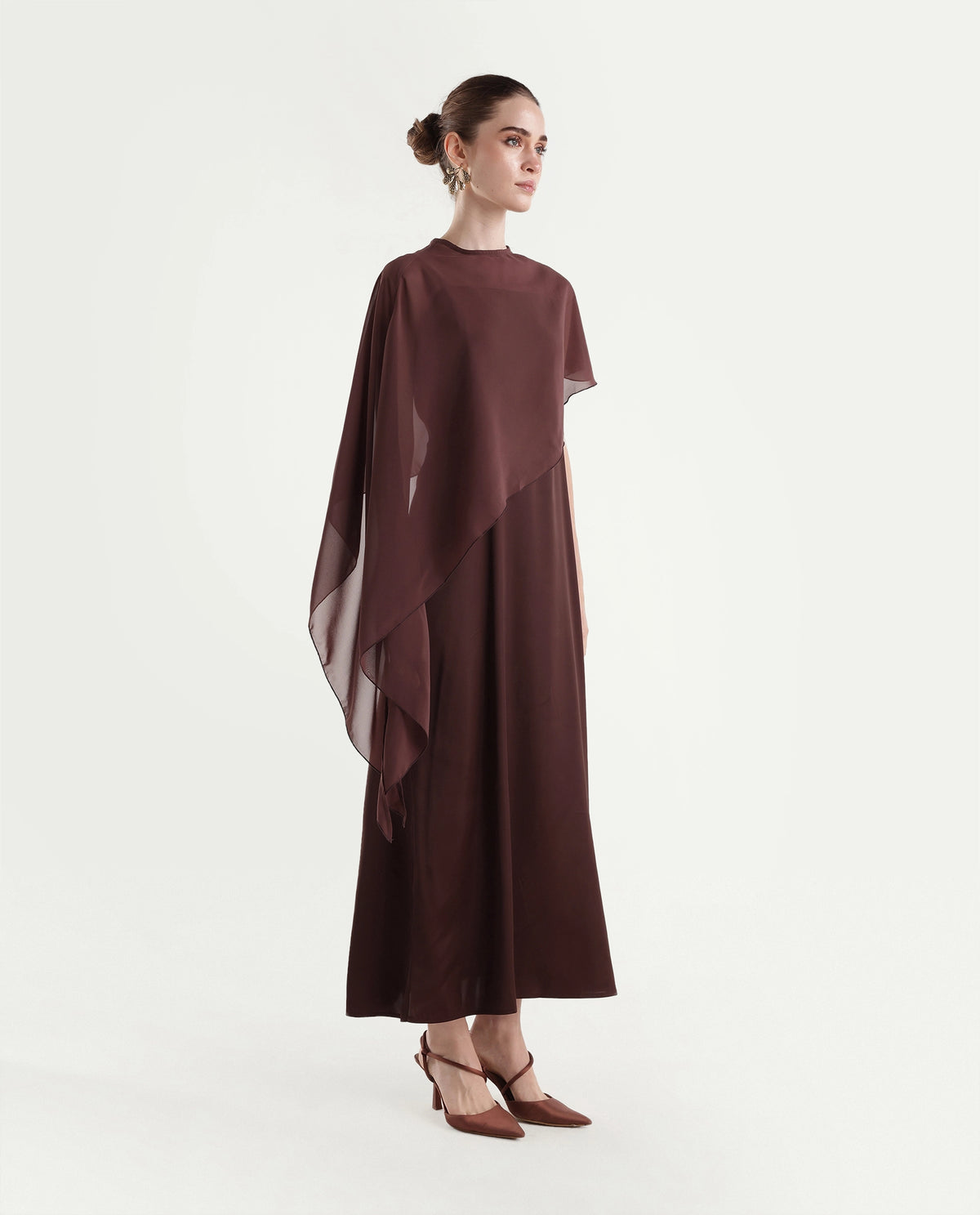 Rareism Women's Onpape Brown Polyester Crew Neck Sheath Plain Dress - image 4