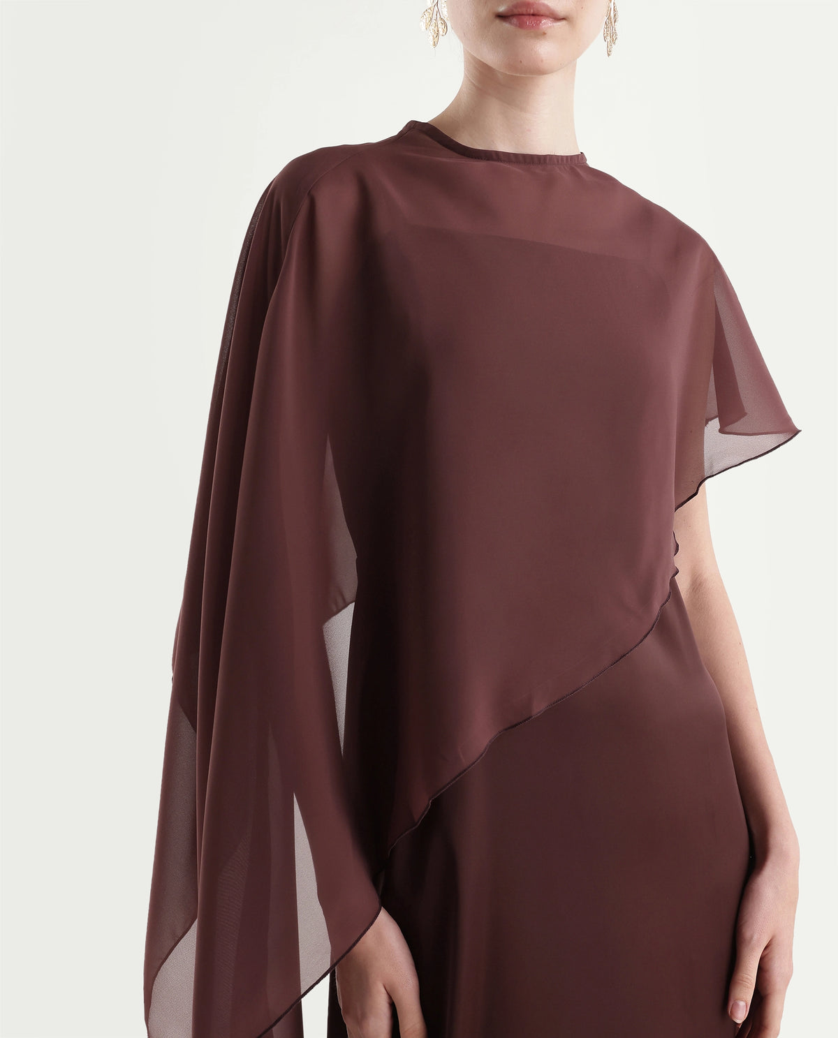Rareism Women's Onpape Brown Polyester Crew Neck Sheath Plain Dress - image 3