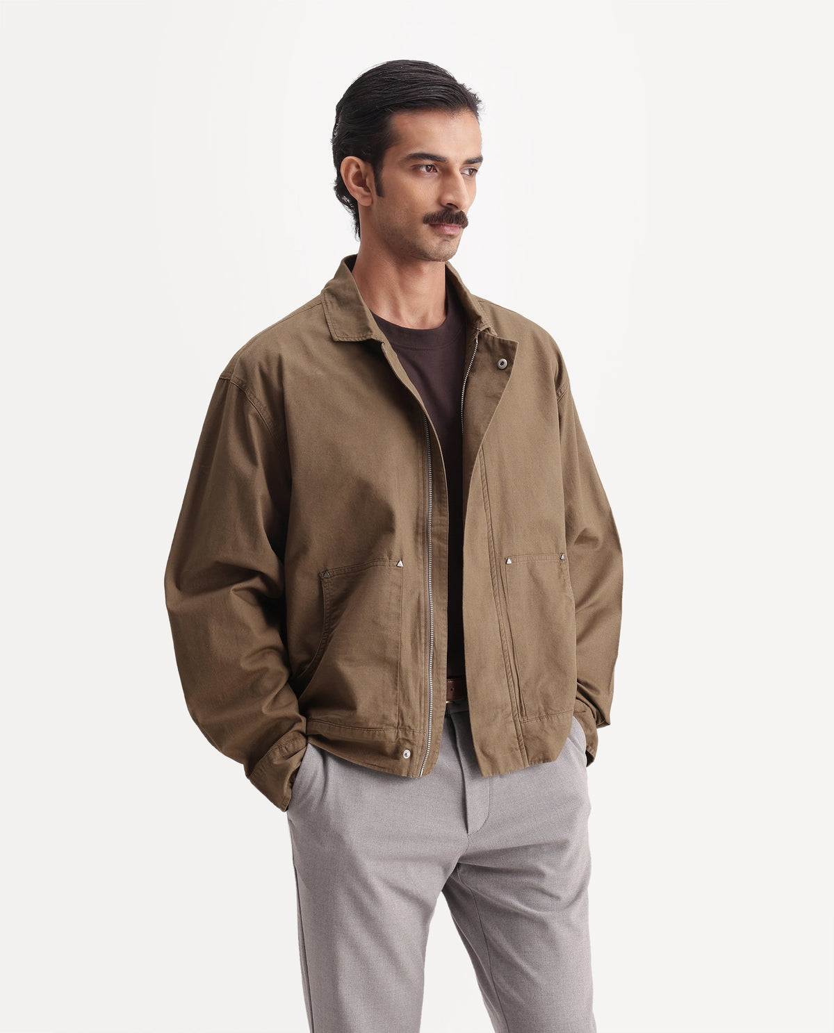 Rare Rabbit Men's Rugbo-S Dark Mustard Cotton Spread Collar Snap Button Regular Textured Shacket - image 6