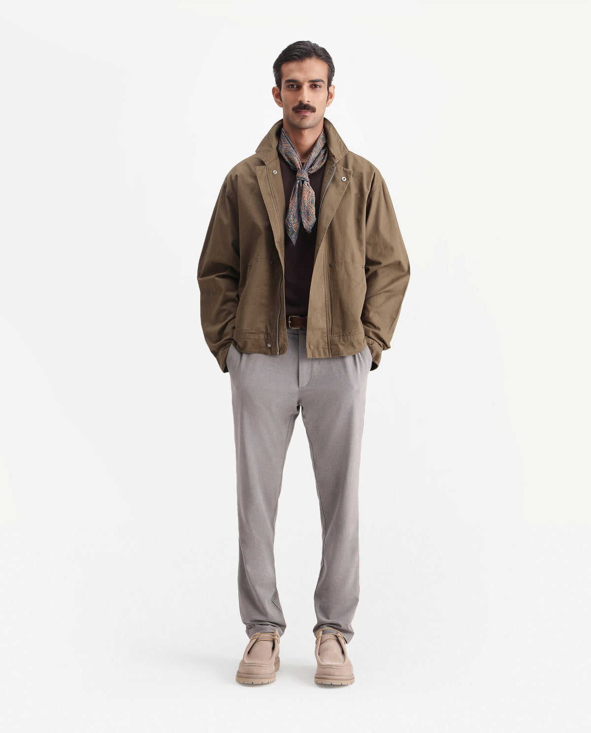 Rare Rabbit Men's Rugbo-S Dark Mustard Cotton Spread Collar Snap Button Regular Textured Shacket - image 5