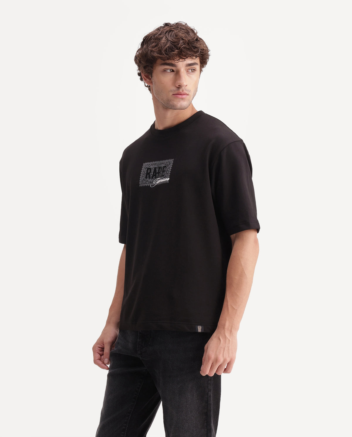 Rare Rabbit Men's Mexo Black Cotton Crew Neck Relaxed Graphic Print T-Shirt - image 5