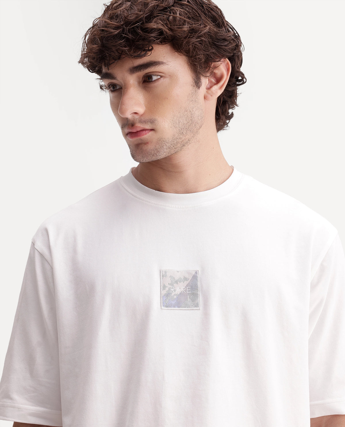 Rare Rabbit Mens Vero White Cotton Blend Pull-On Regular Graphic Print T-Shirt