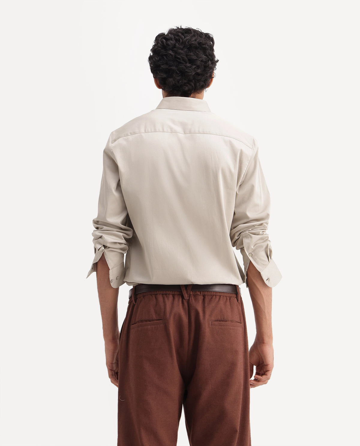 Rare Rabbit Men's Como-Ss27 Dusky Beige Cotton Blend Spread Collar Regular Plain Shirt - image 7