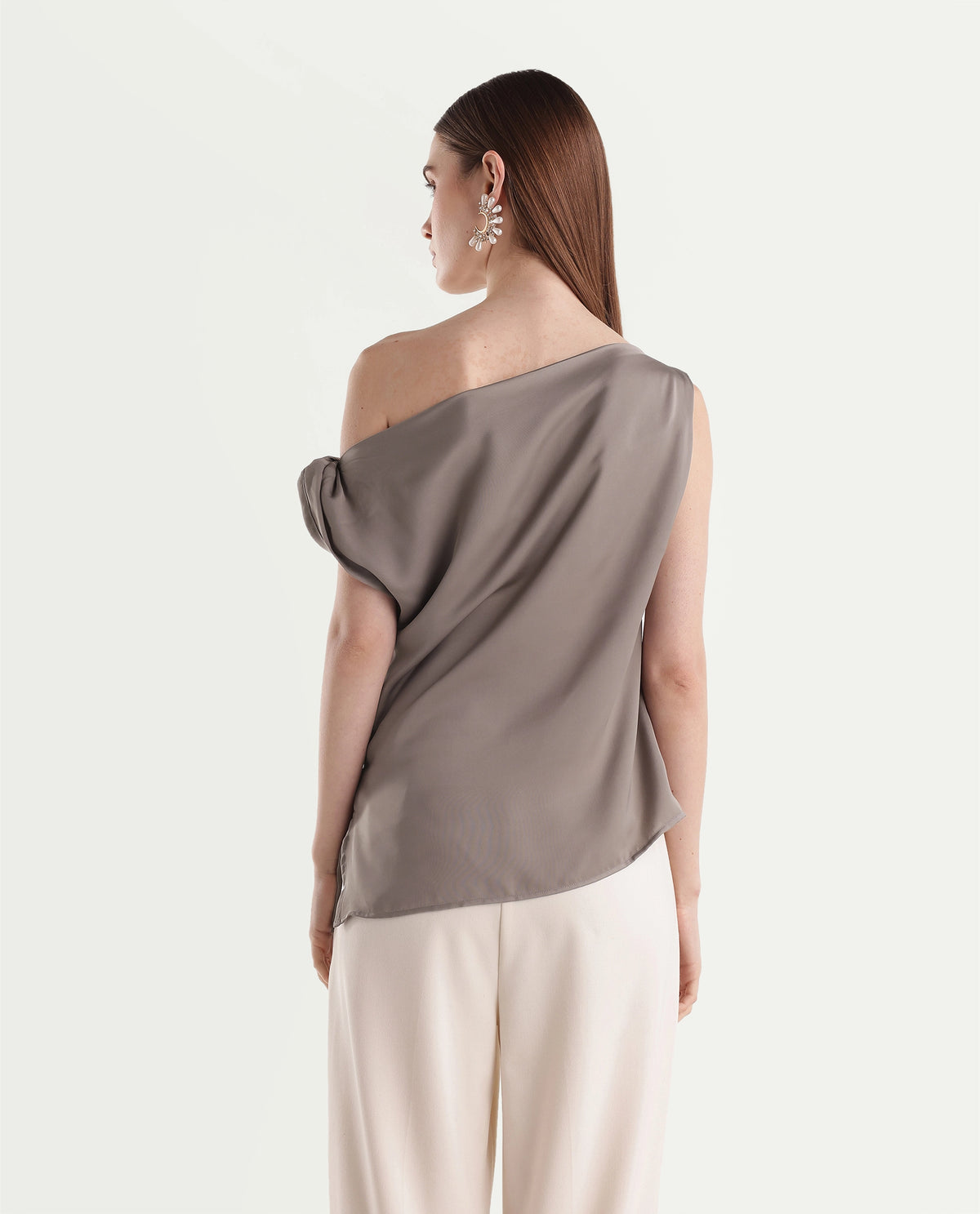 Rareism Women's Onres Dusky Beige Polyester Boat Neck Regular Plain Top - image 7