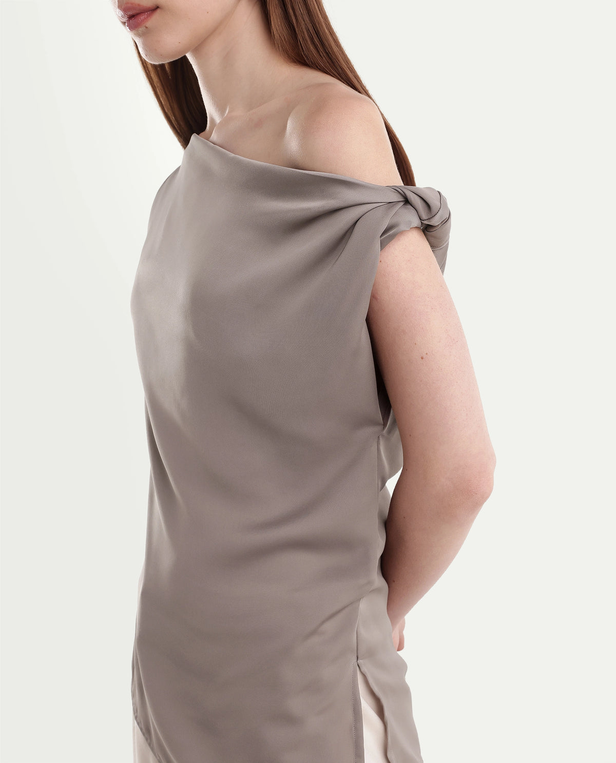 Rareism Women's Onres Dusky Beige Polyester Boat Neck Regular Plain Top - image 6