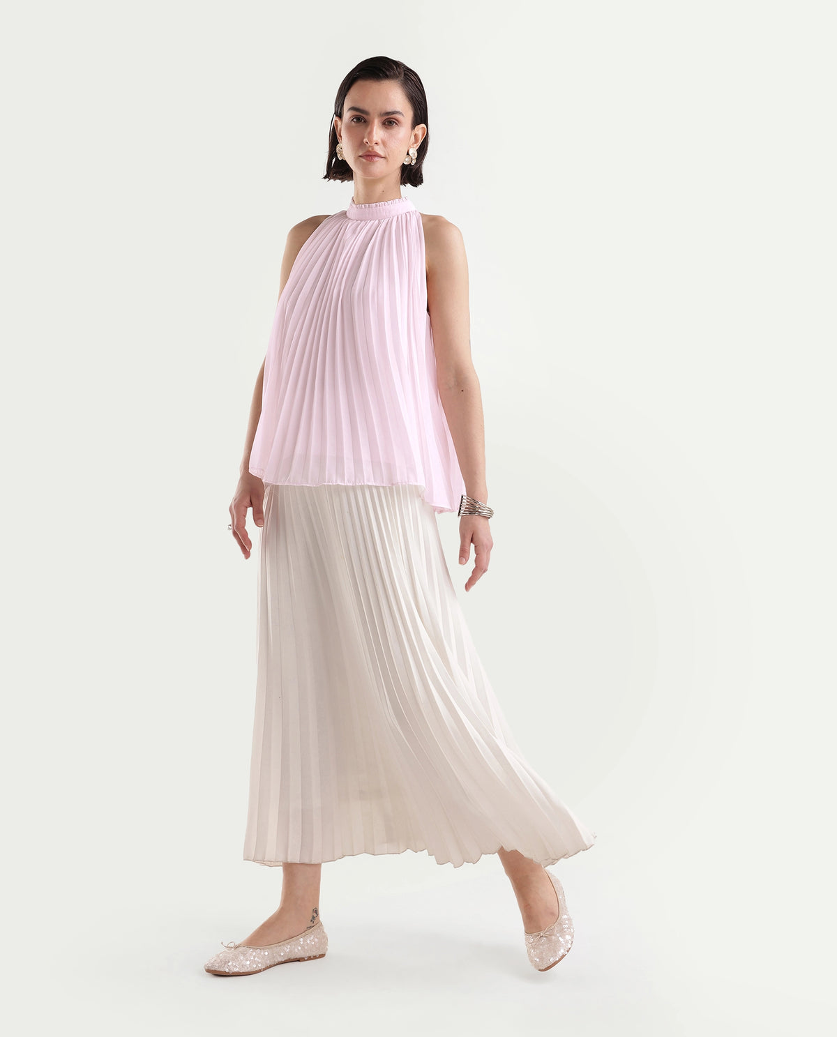 Rareism Women's Onple Light Pink Polyester High Neck Swing Top - image 2
