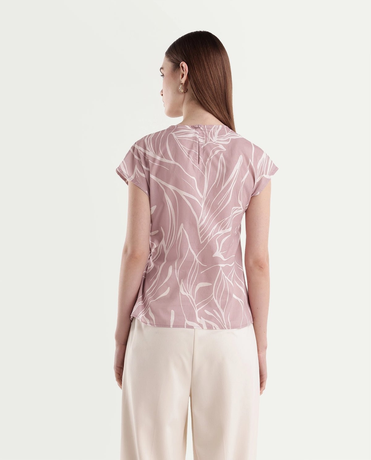 Rareism Women's Otran Pink Cotton Tie-Up Wrap Botanical Print Top - image 7