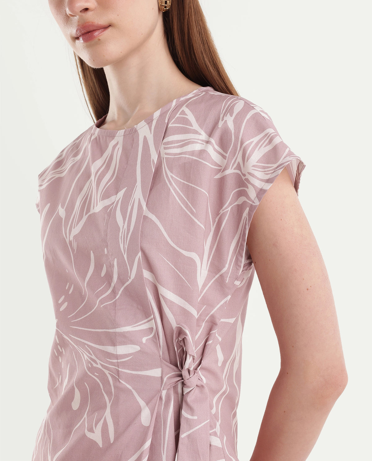Rareism Women's Otran Pink Cotton Tie-Up Wrap Botanical Print Top - image 3