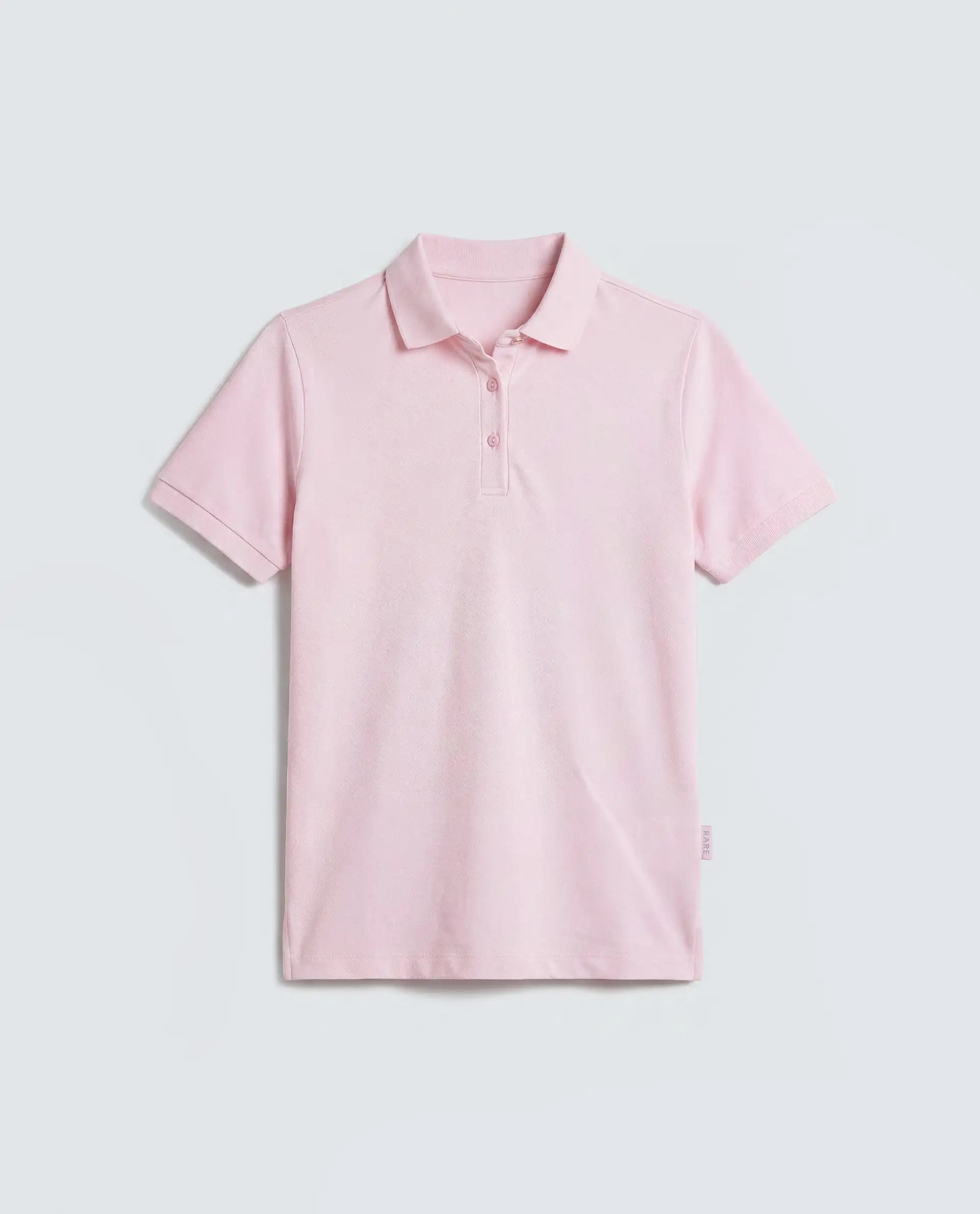 Rareism Women's Basic Rr-Corp-Elane Light Pink Cotton CollaredRegular Plain Polo
