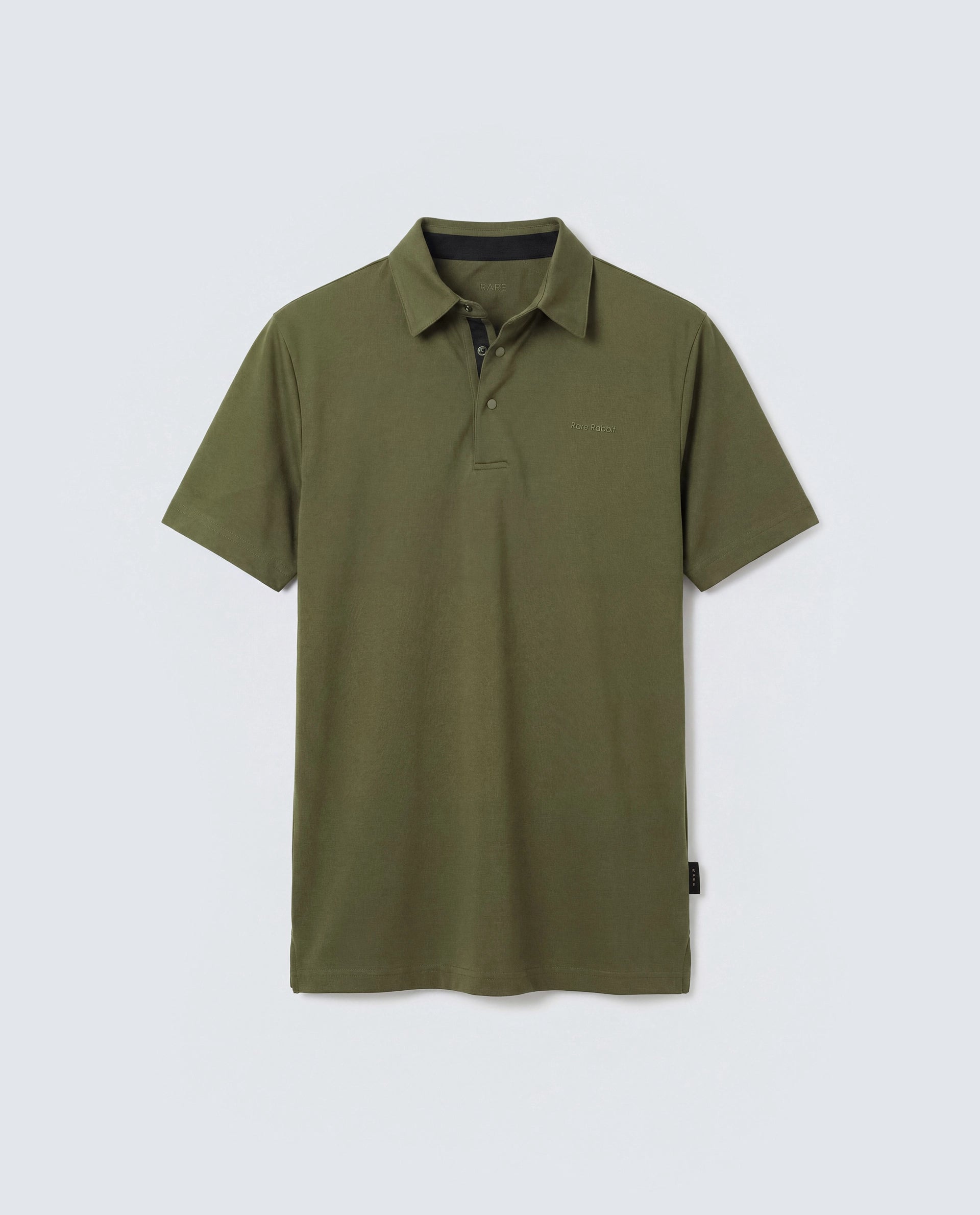 Rare Rabbit Men's Basic Rr-Corp-Mero Olive Cotton Blend Spread Collar Regular Plain Polo