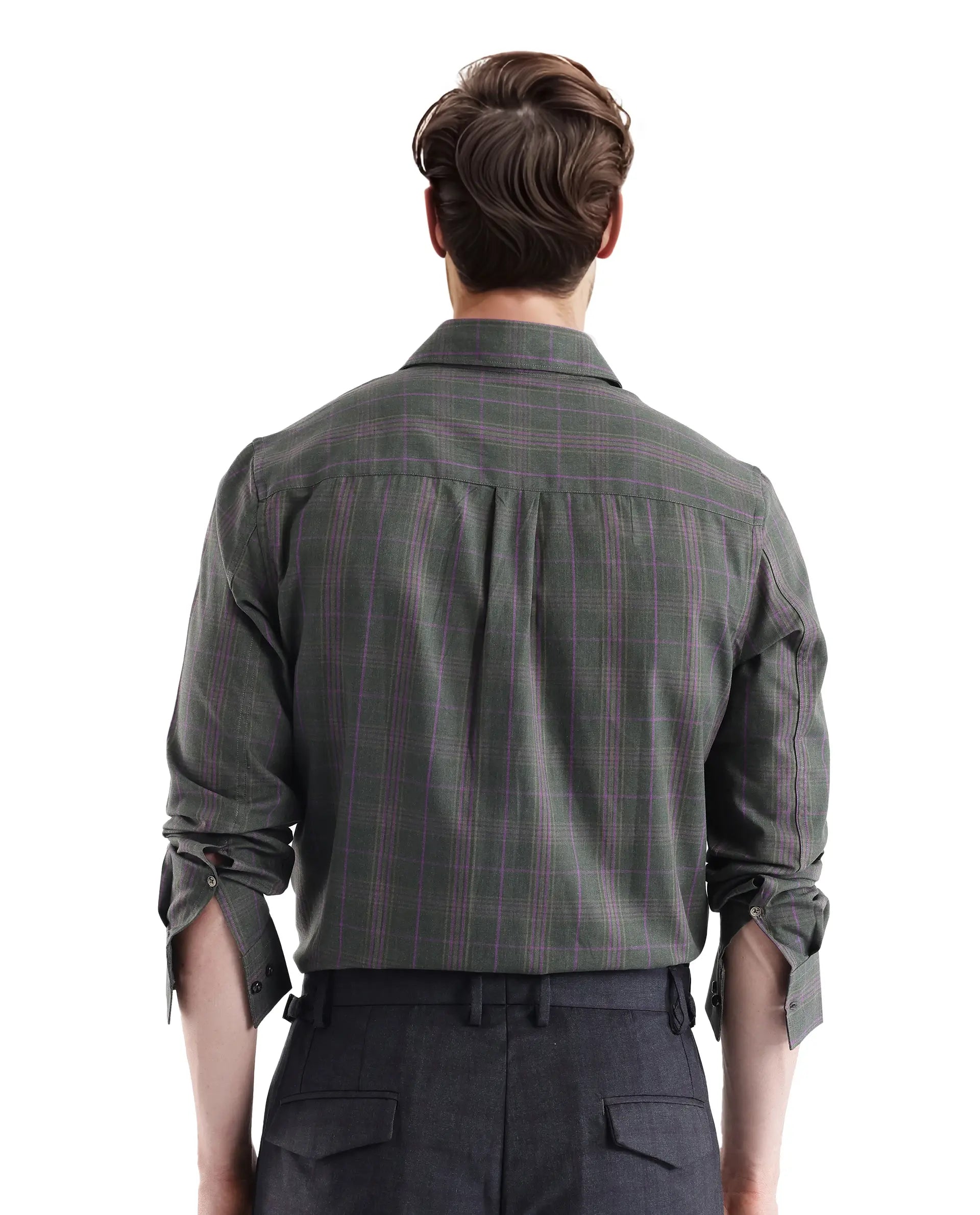 Rare Rabbit Men's Rudo Dark Green Cotton Fabric Full Sleeve Regular Fit Checks Shirt
