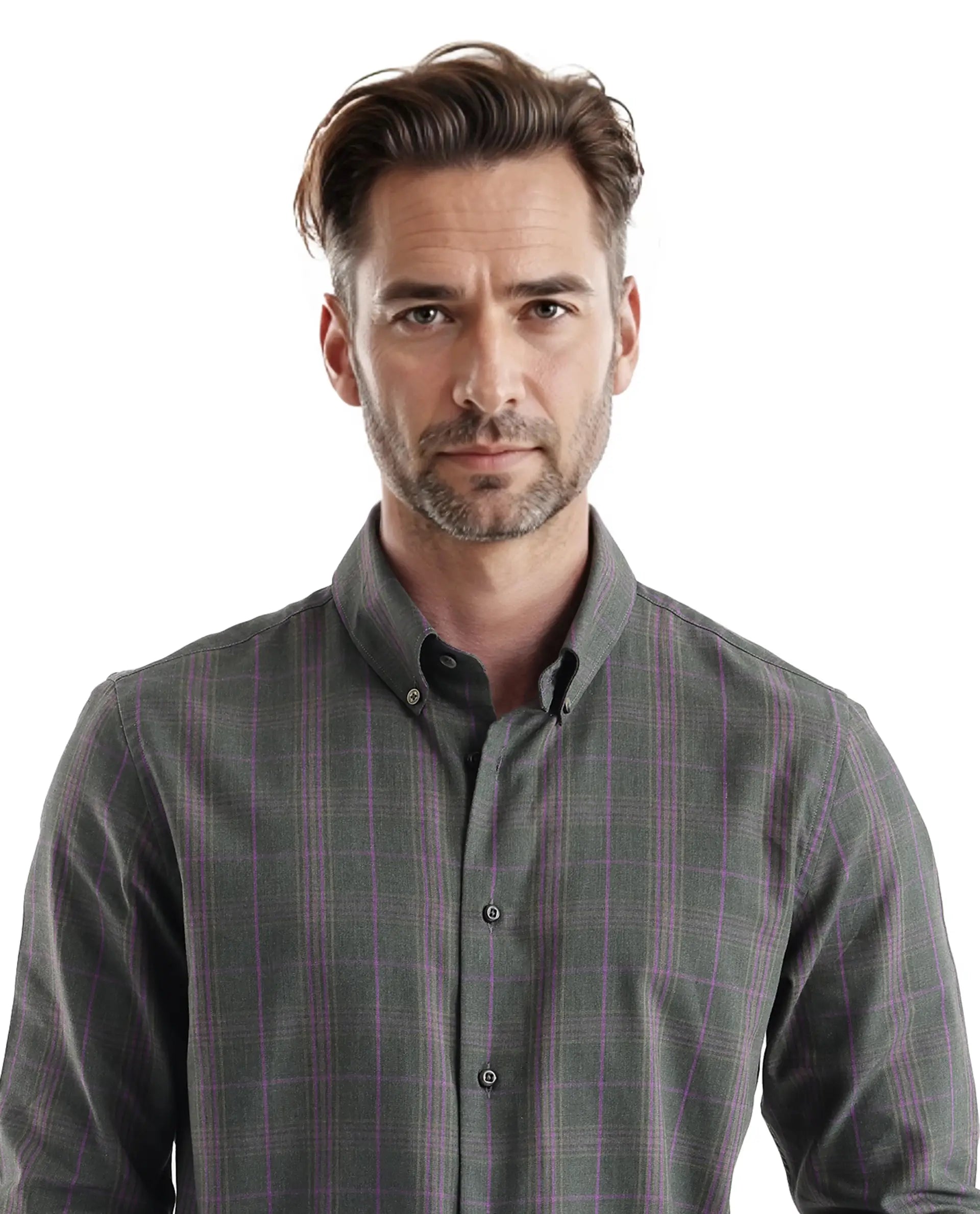 Rare Rabbit Men's Rudo Dark Green Cotton Fabric Full Sleeve Regular Fit Checks Shirt