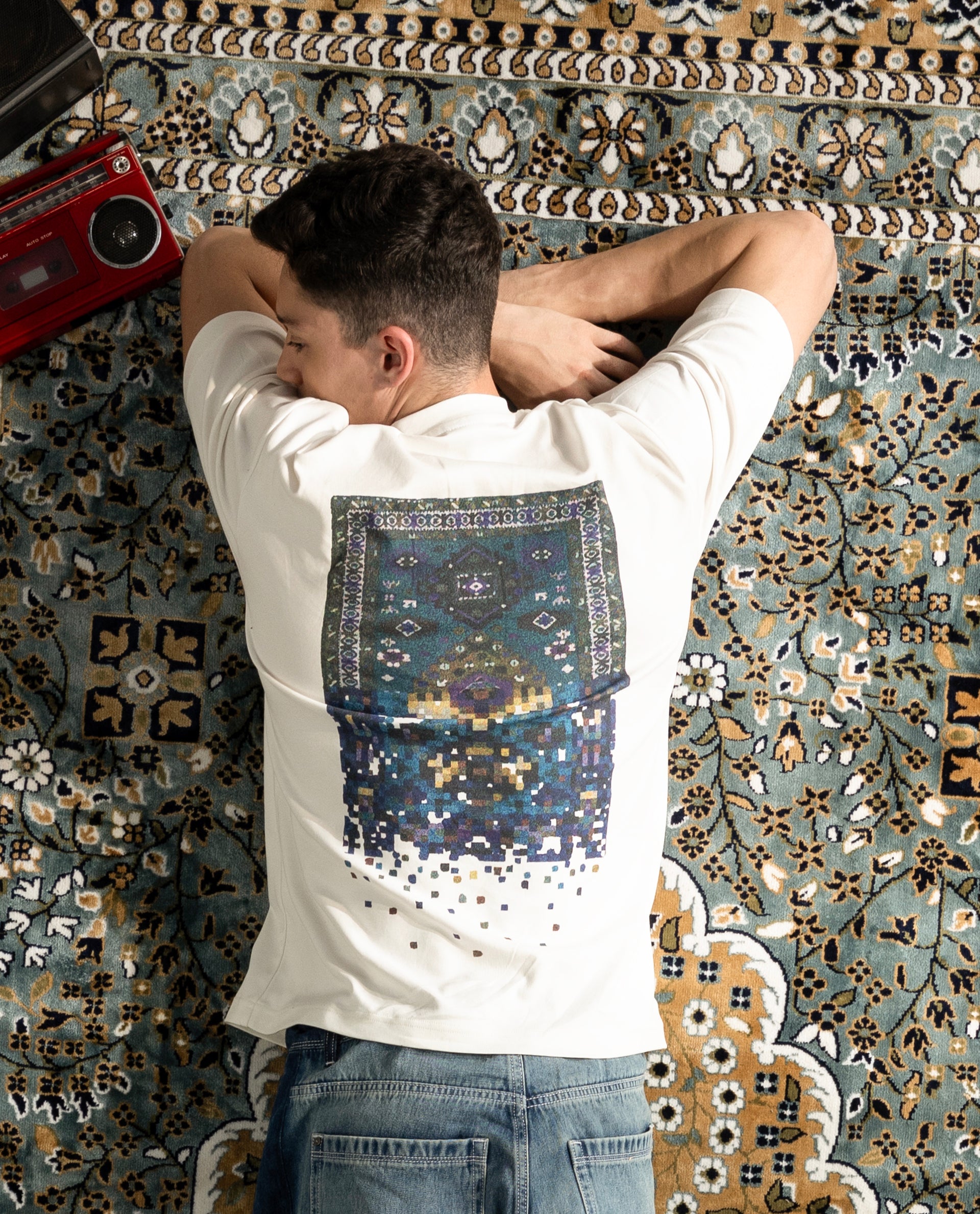 Rare Rabbit Men's Jino Off White Cotton Graphic Print Qlo Fit Half Sleeve Crew Neck T-Shirt