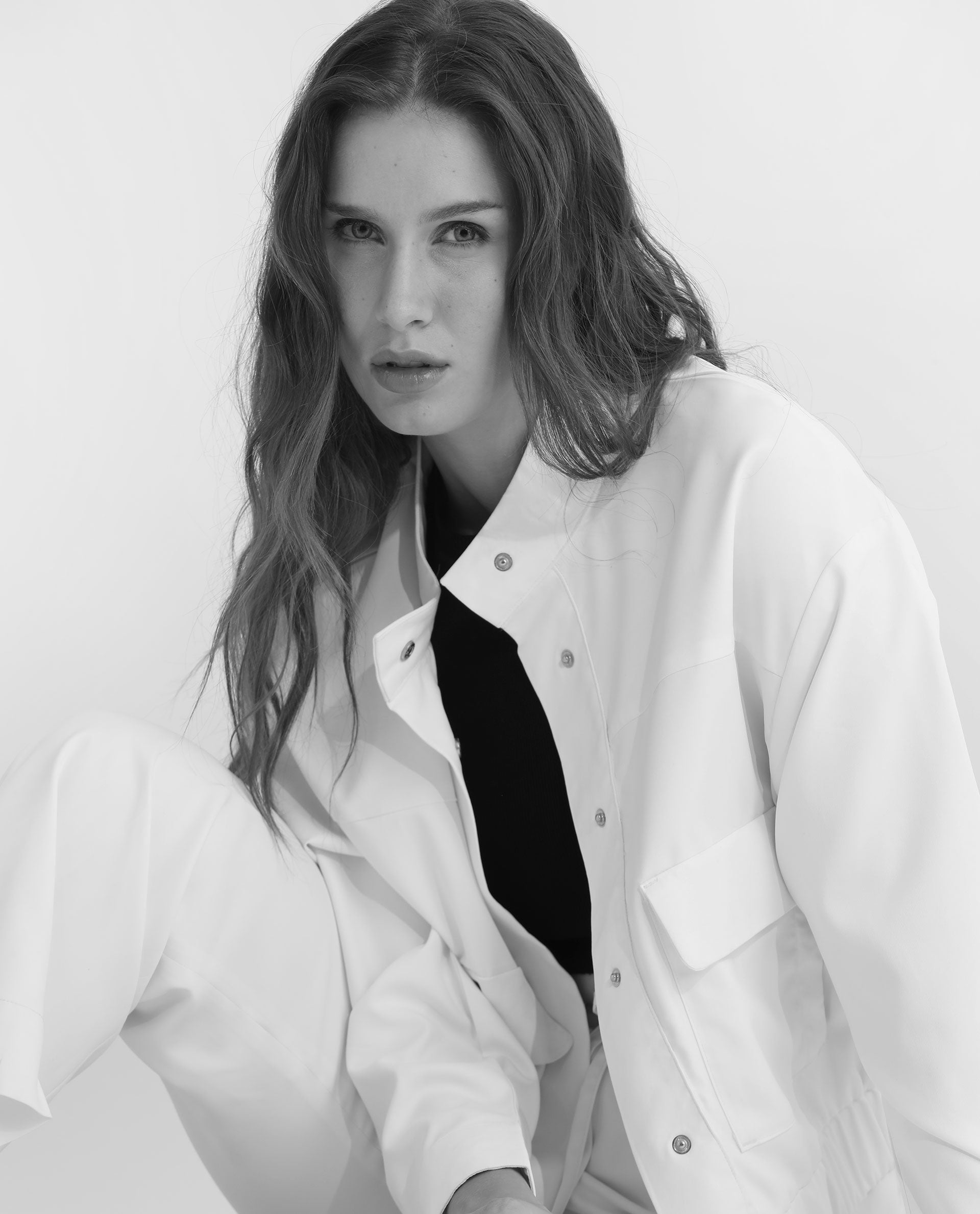 Rareism Women Ruks Off White Velvet Full Sleeves Solid High Neck Jacket