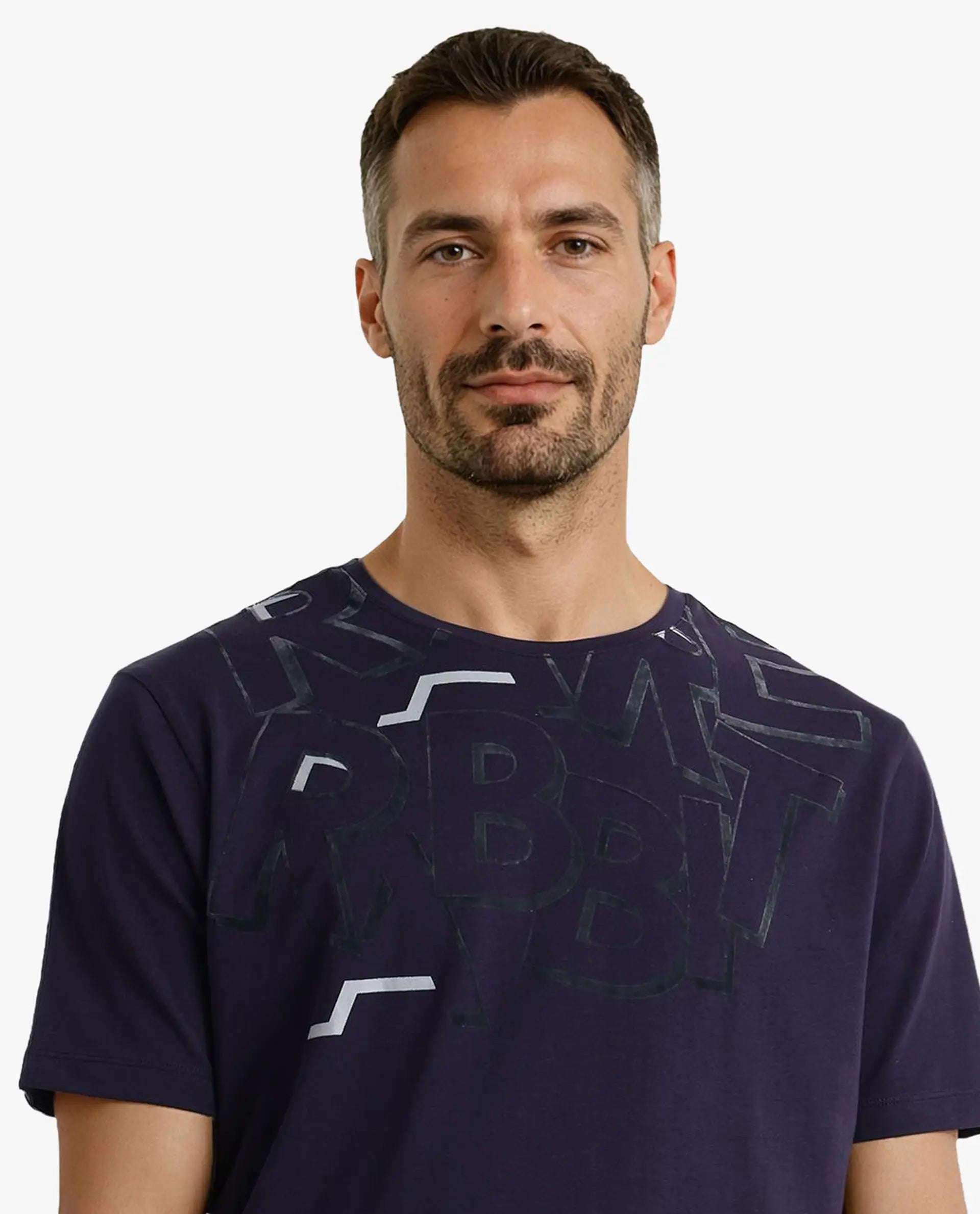 Rare Rabbit Men Runi Navy Short Sleeve Crew Neck Graphic Print T-Shirt