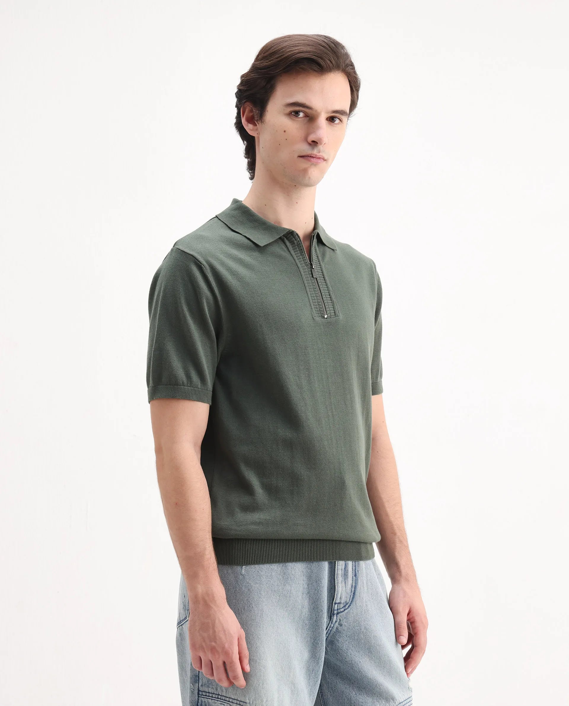 Rare Rabbit Men's Ryd Pastel Cotton Plain Regular Fit Half Sleeve Polo