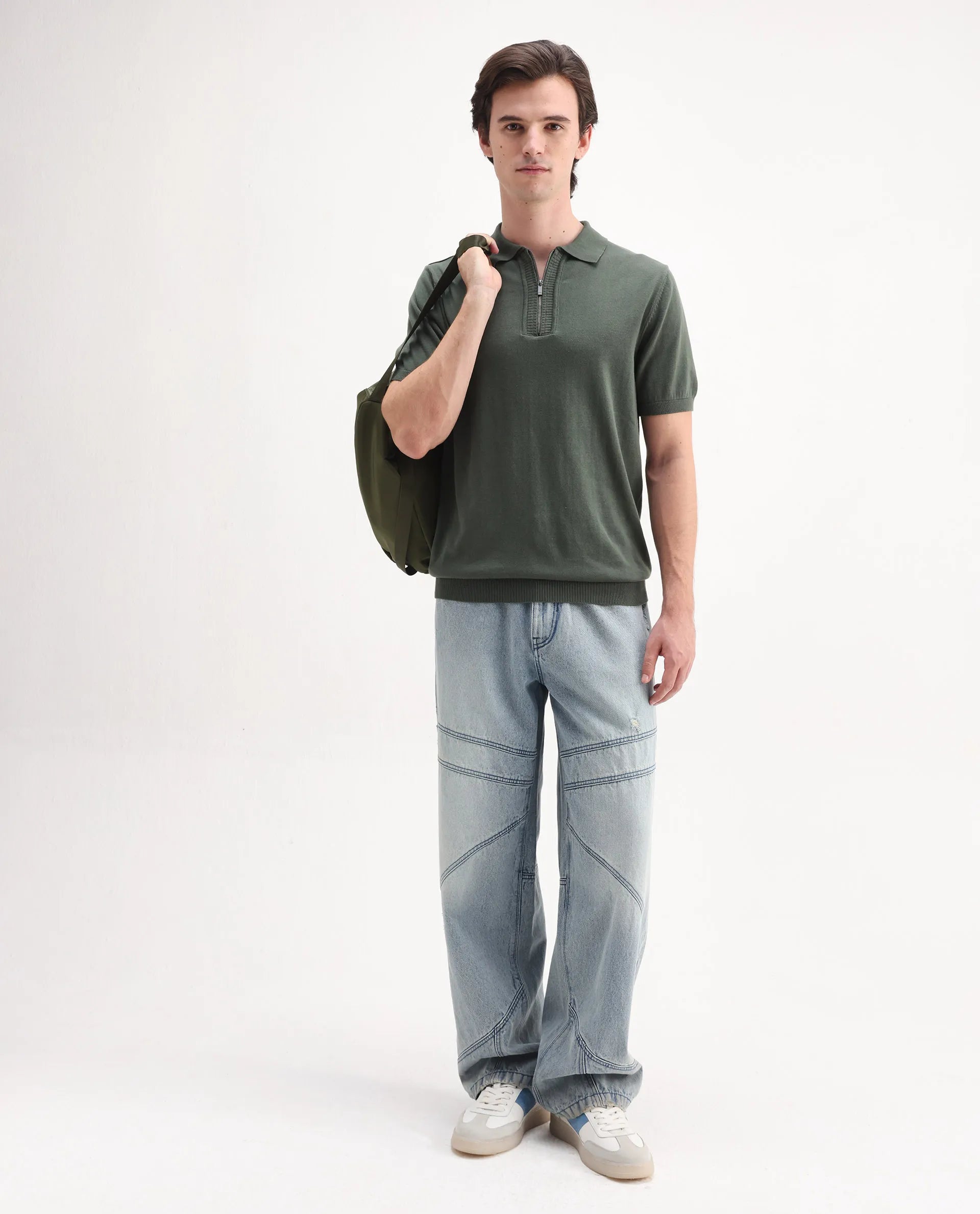 Rare Rabbit Men's Ryd Pastel Cotton Plain Regular Fit Half Sleeve Polo