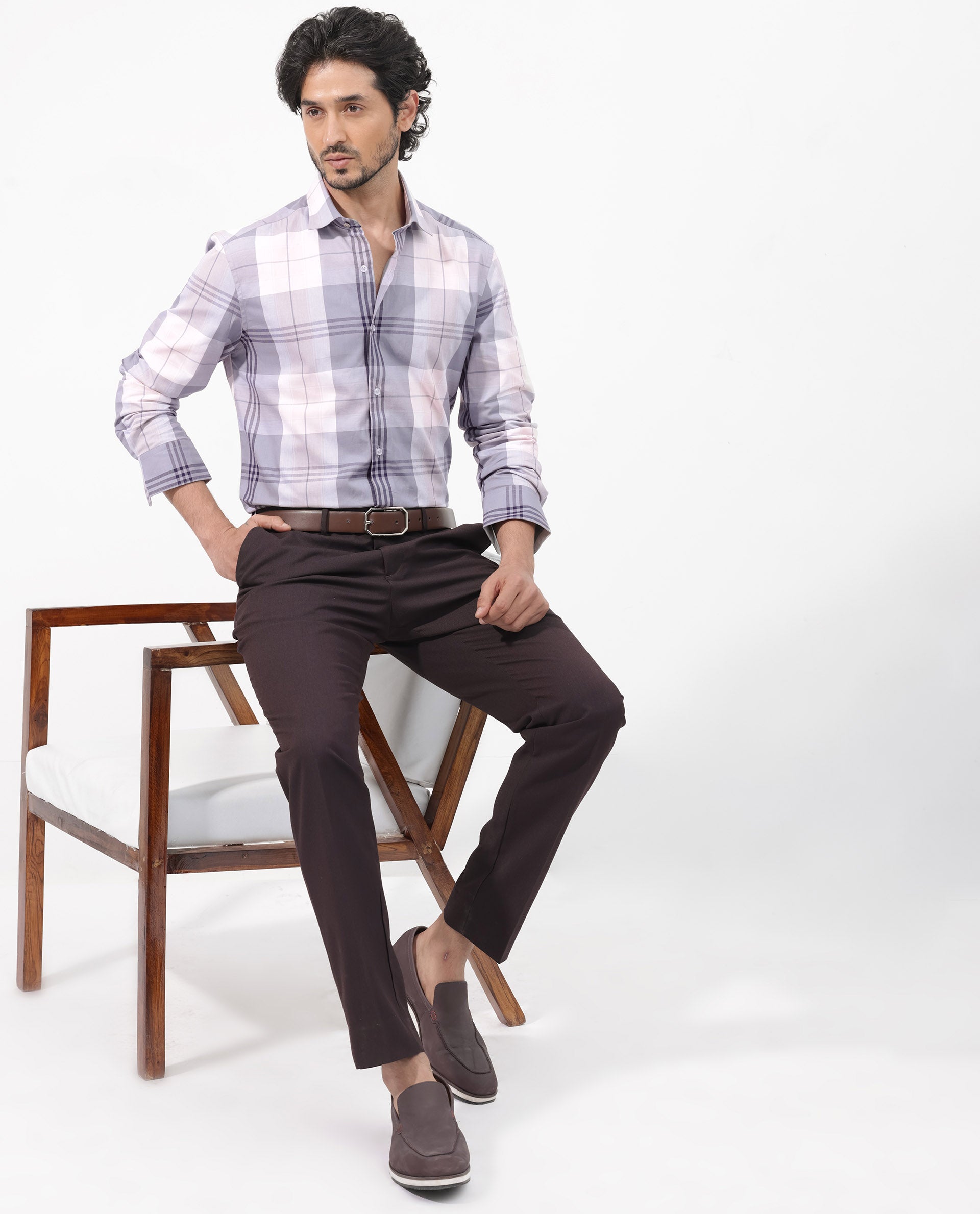 Rare Rabbit Mens Ryett Pink Full Sleeve Regular Fit Checks Shirt