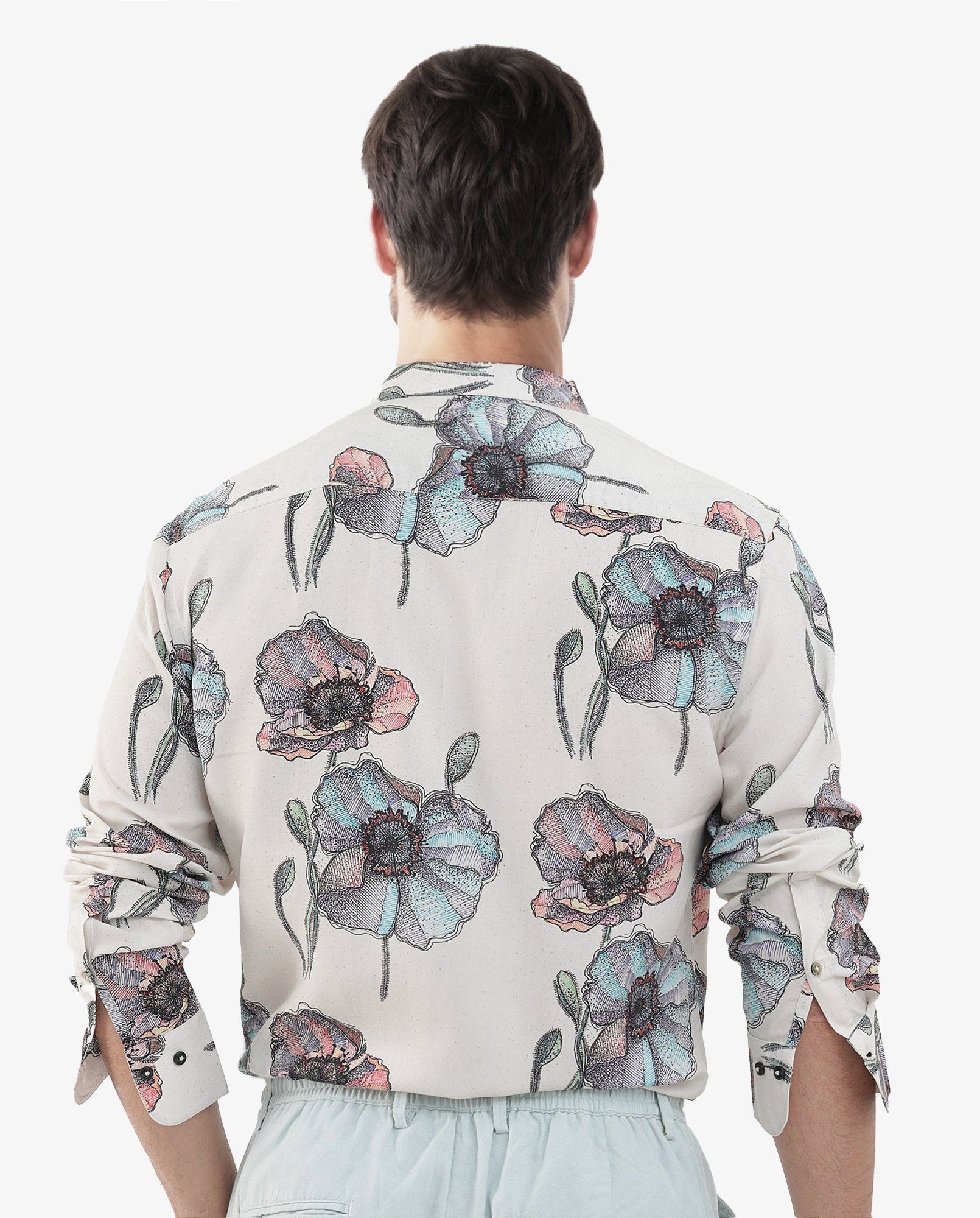 Rare Rabbit Mens Saddle Light Pink Full Sleeve Floral Print Shirt