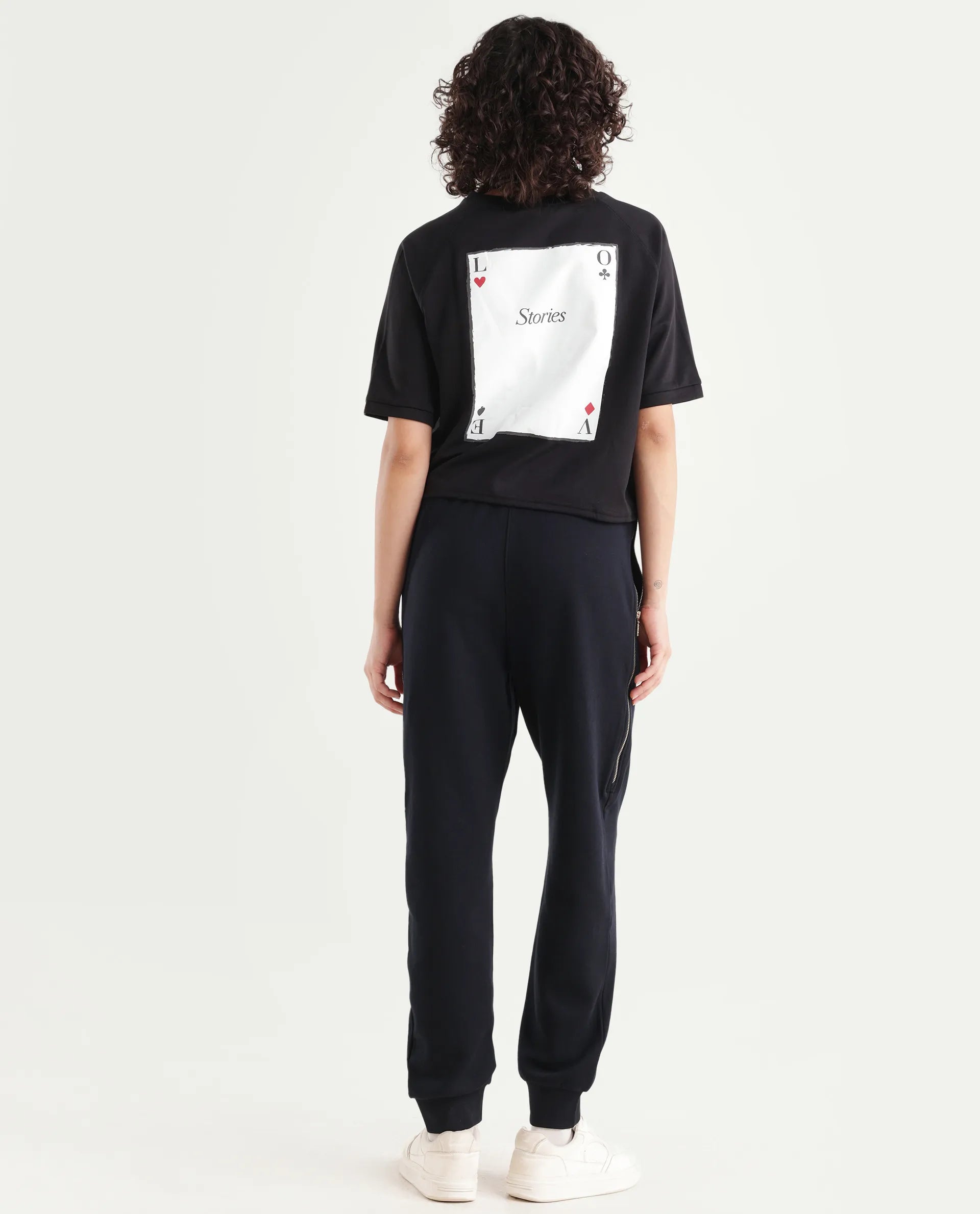 Rareism Women's Saints Black Cotton Blend Plain Ankle Length Regular Fit Track Pant