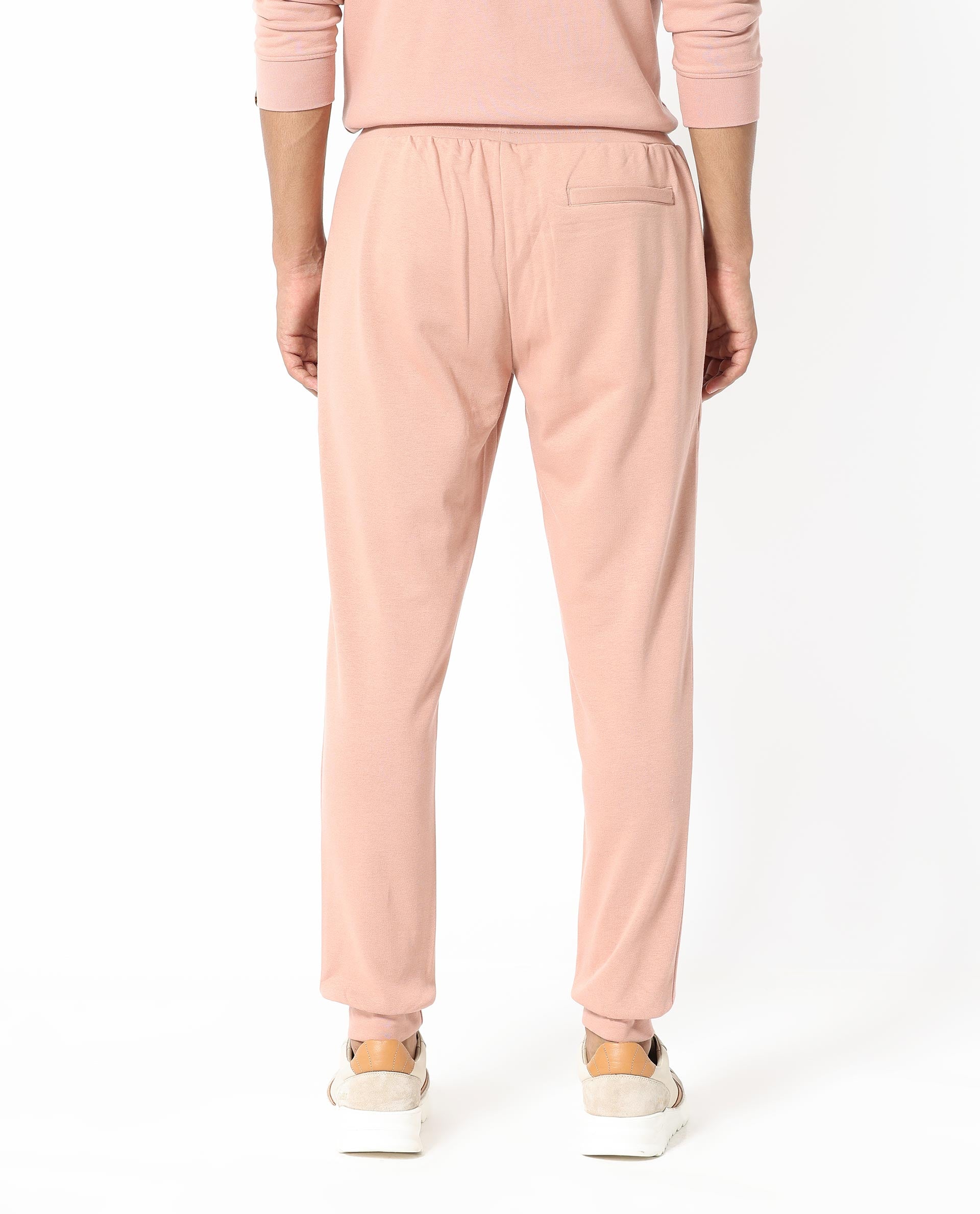 Rare Rabbit Men's Saku Peach Cotton Polyester Fabric Drawstring Closure Regular Fit Mid Rise Trackpant