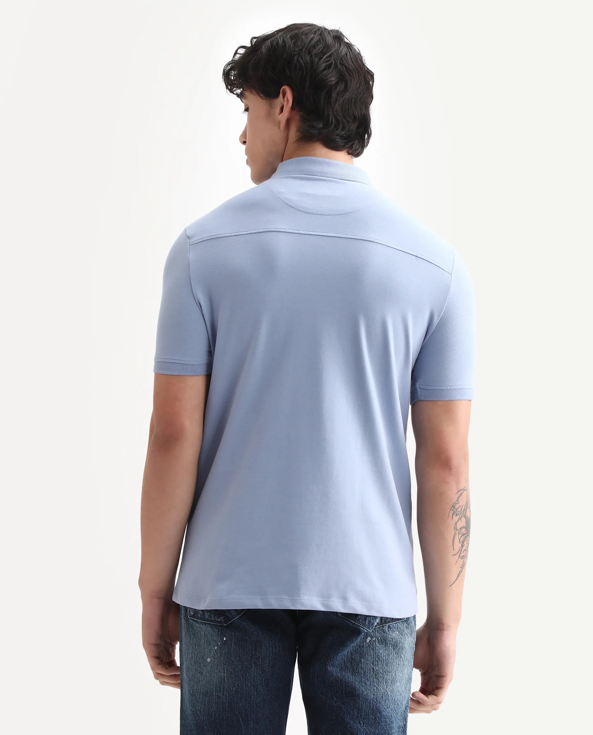 Rare Rabbit Men's Saliso Light Purple Cotton Plain Regular Fit Half Sleeve Polo
