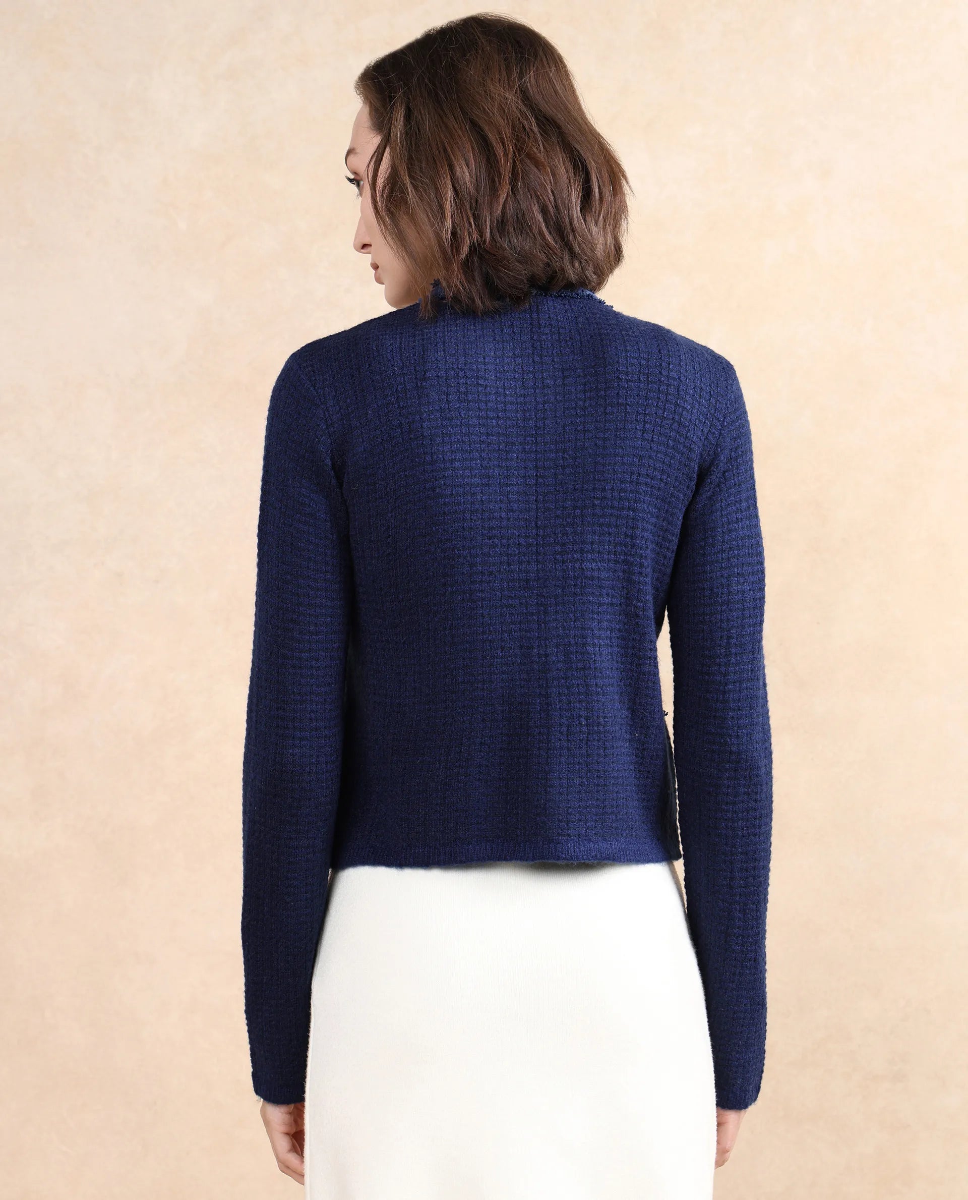 Rareism Women Samsum Navy Plain Shrug