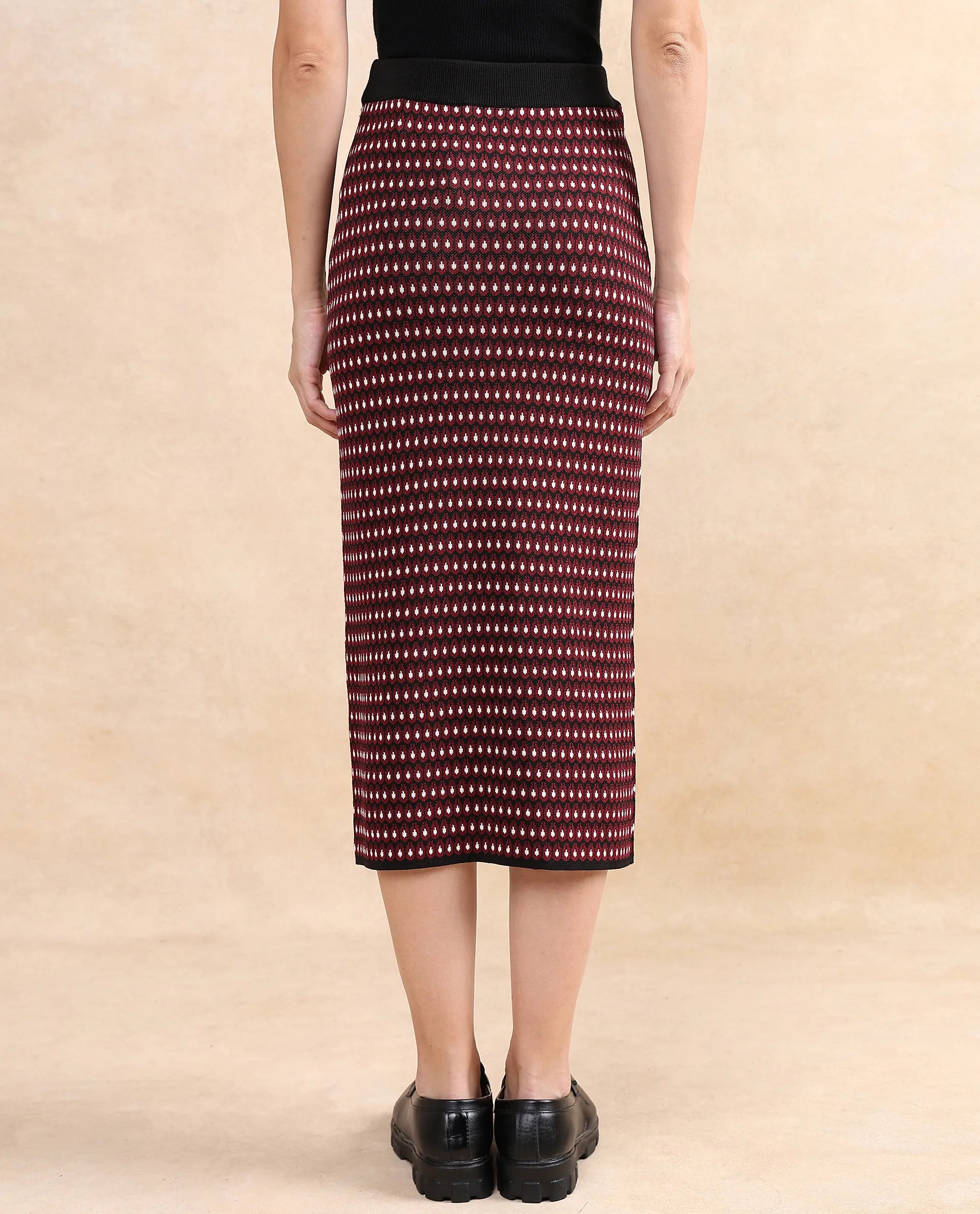 Rareism Women Sanayi B Maroon Relaxed Fit Printed Skirt