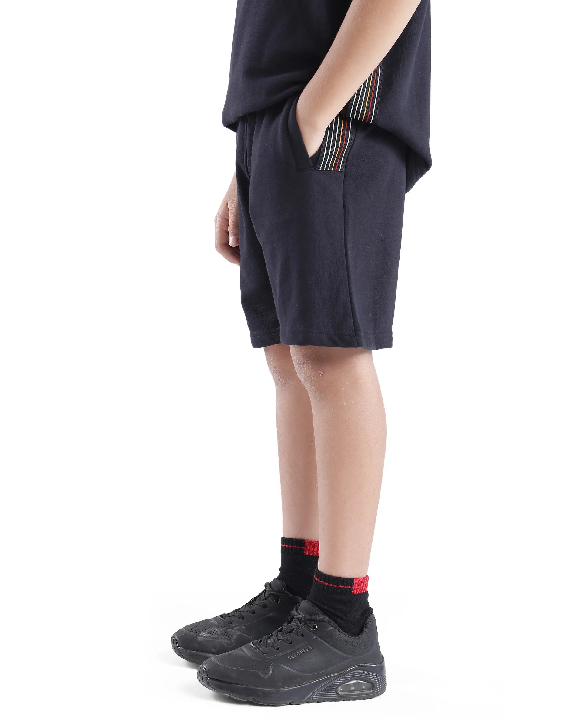 Rare Ones Kids San Black Cotton Applique Boxy Shorts