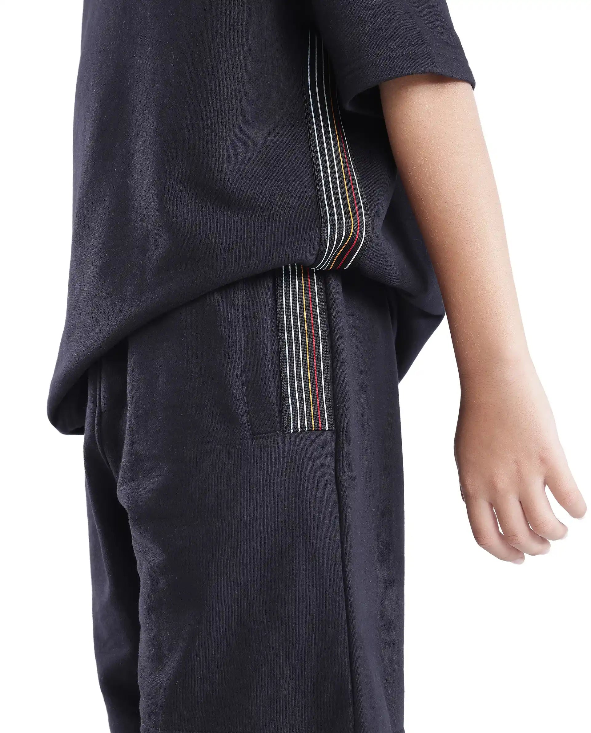 Rare Ones Kids San Black Cotton Applique Boxy Shorts