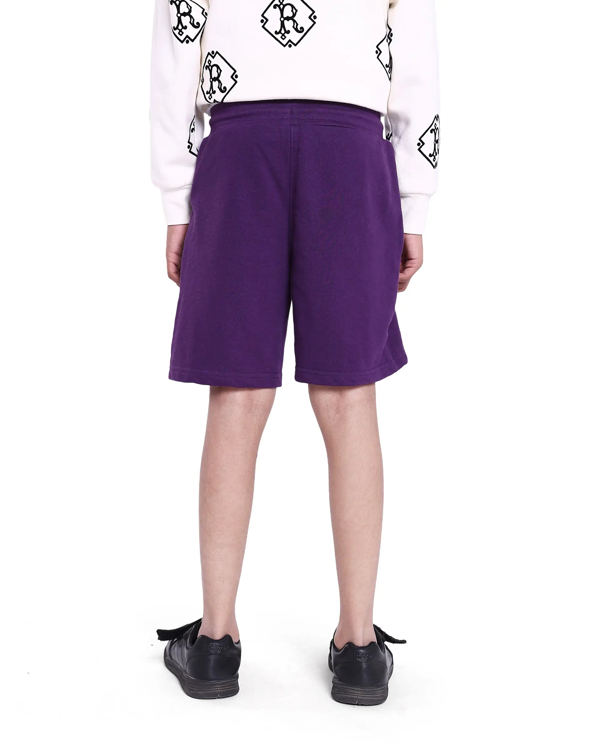 Rare Ones Kids San Purple Cotton Poly Applique Shorts
