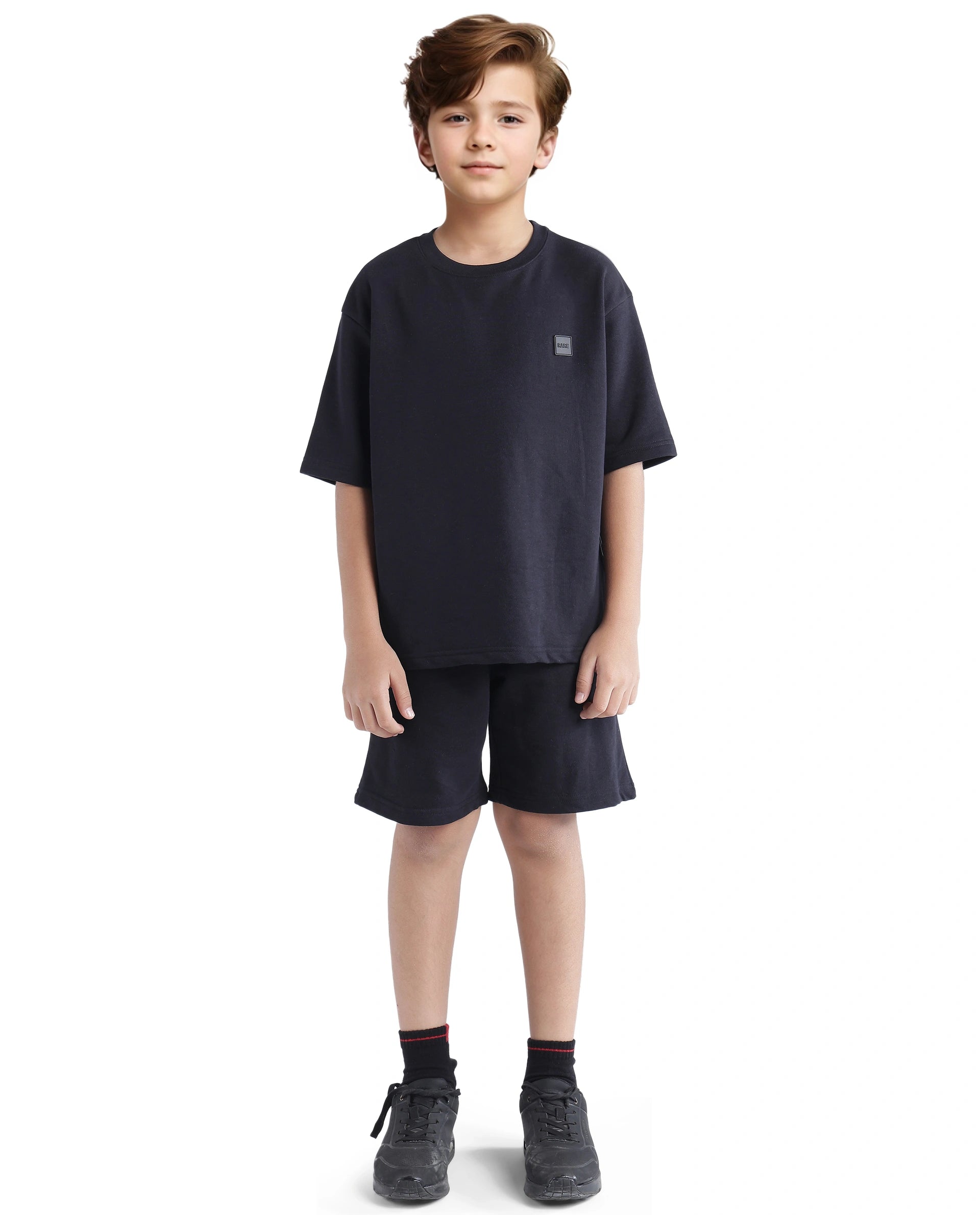 Rare Ones Kids Sans Black Cotton Poly Short Sleeve Crew Neck Applique T-Shirt