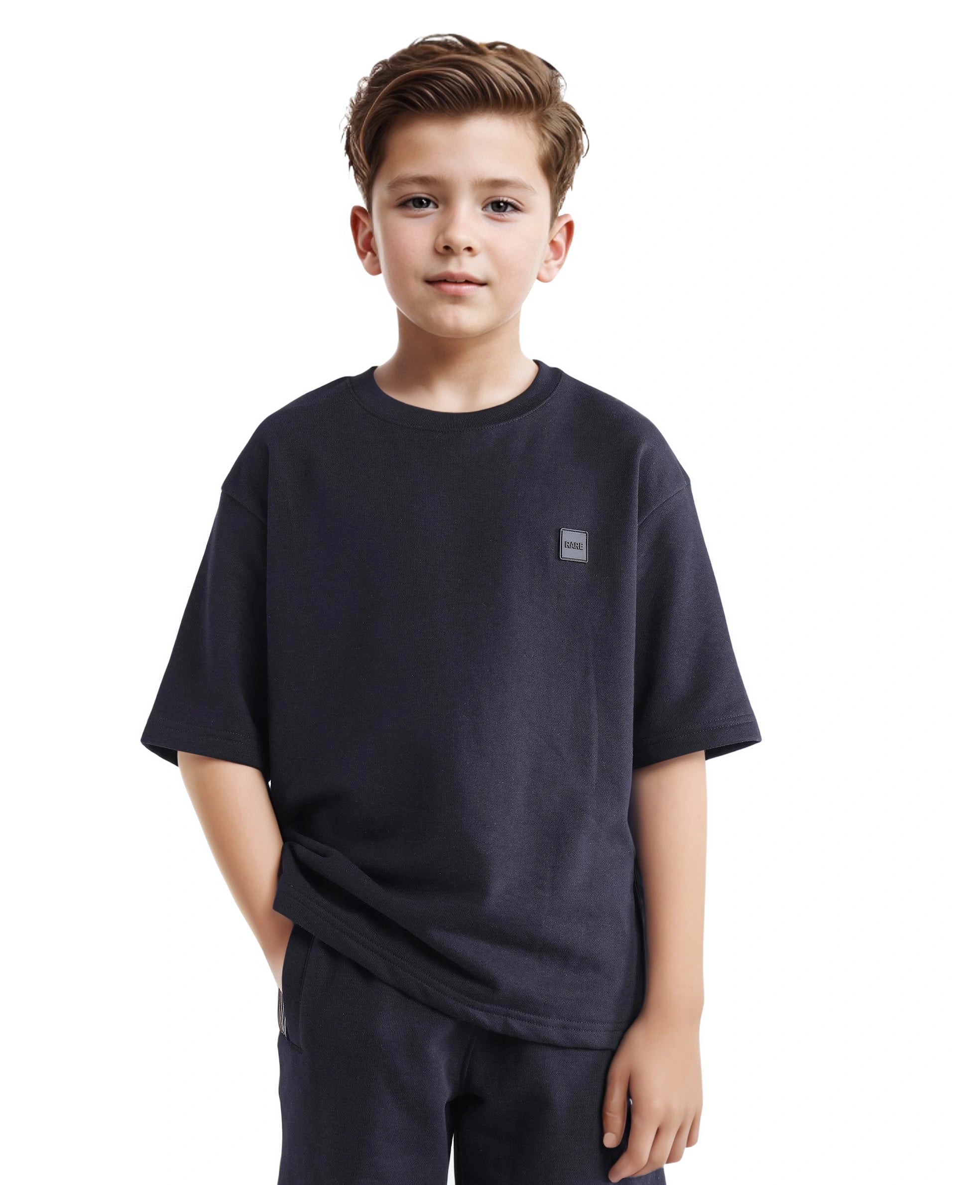 Rare Ones Kids Sans Black Cotton Poly Short Sleeve Crew Neck Applique T-Shirt
