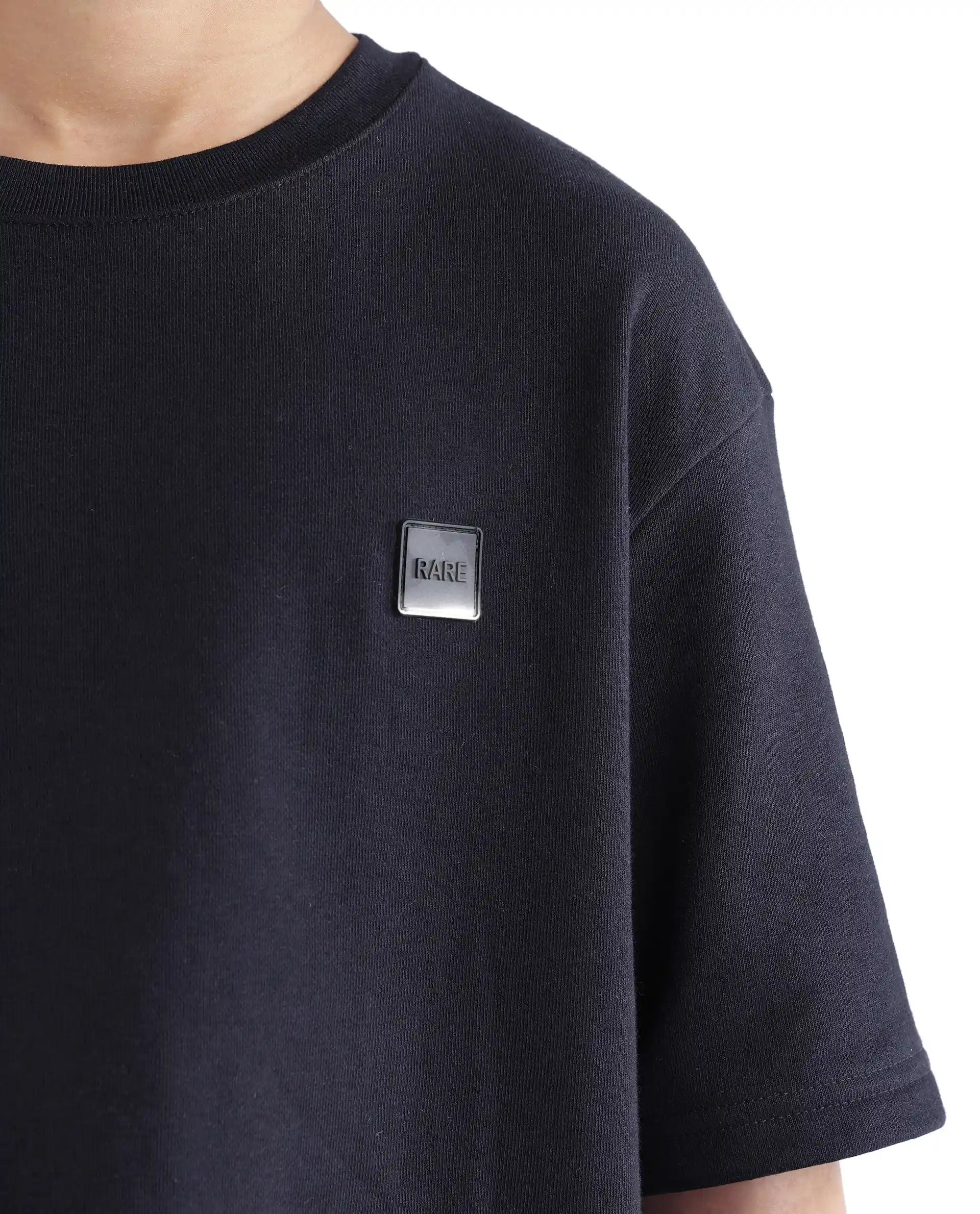 Rare Ones Kids Sans Black Cotton Poly Short Sleeve Crew Neck Applique T-Shirt