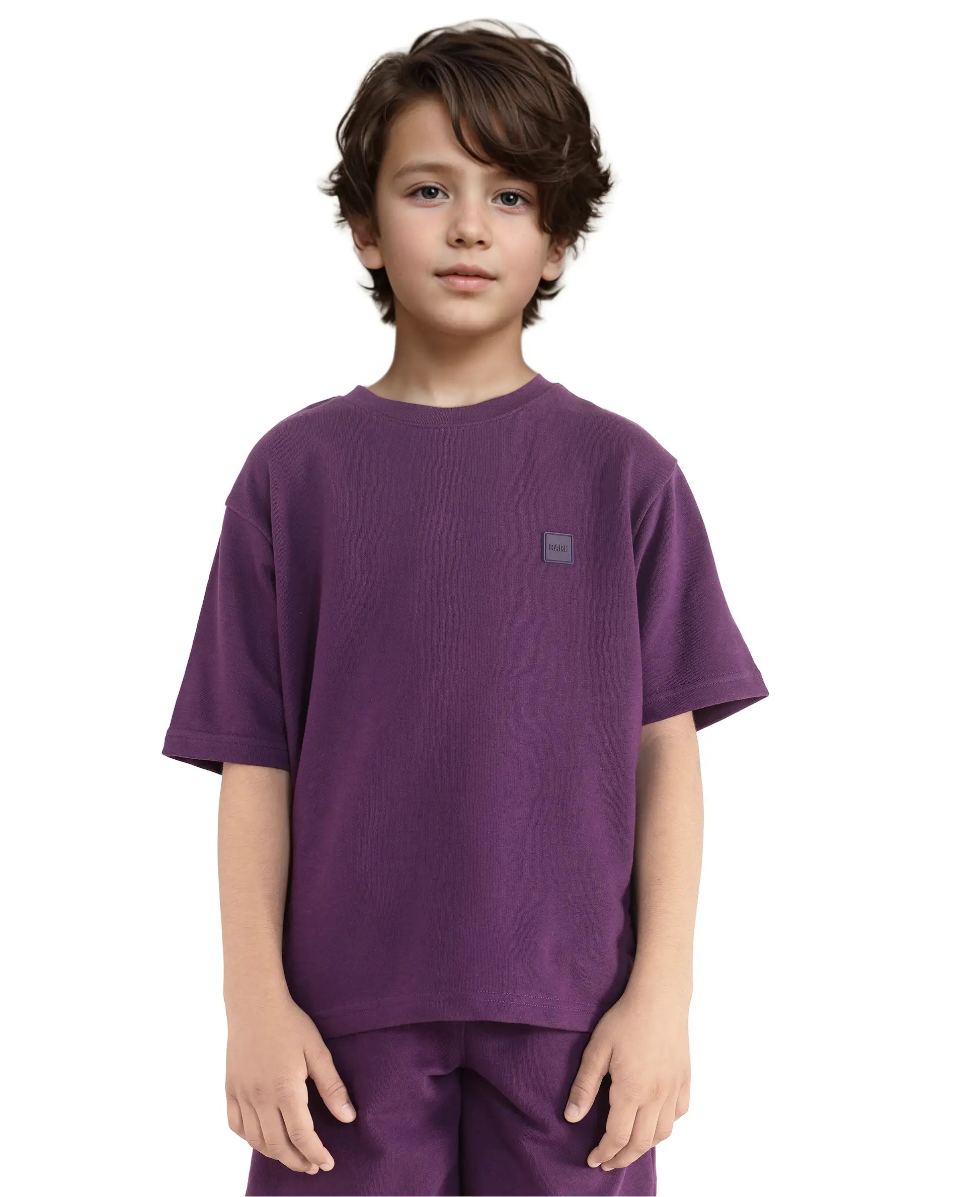 Rare Ones Kids Sans Purple Cotton Poly Short Sleeve Crew Neck Applique T-Shirt