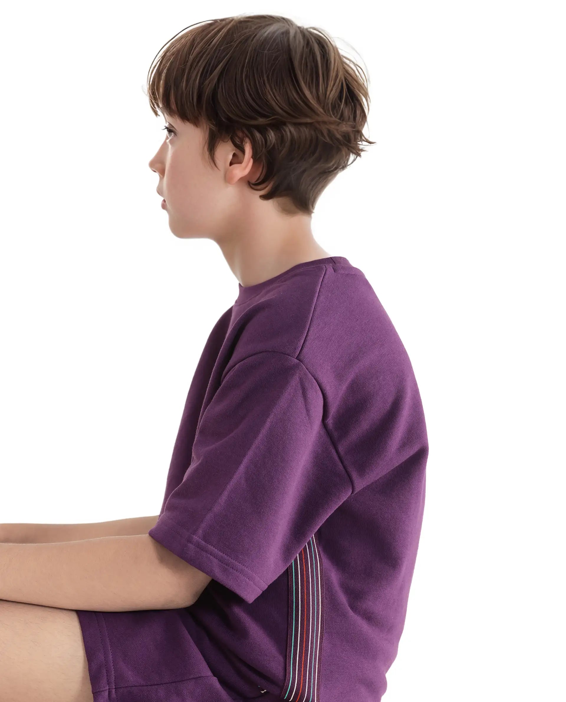 Rare Ones Kids Sans Purple Cotton Poly Short Sleeve Crew Neck Applique T-Shirt