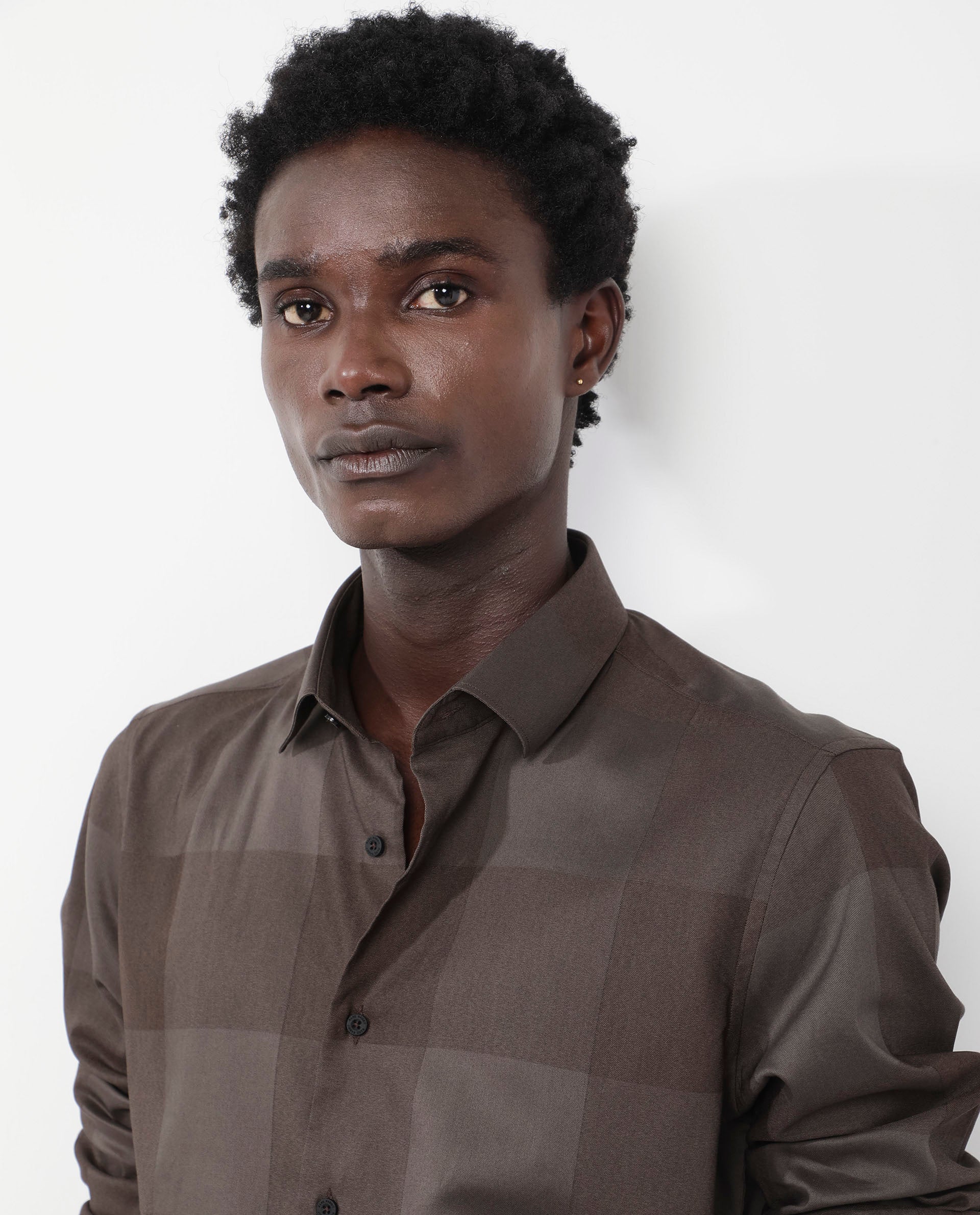 Rare Rabbit Men's Santhe Olive Cotton Lycra Fabric Full Sleeves Regular Fit Tonal Checks Shirt