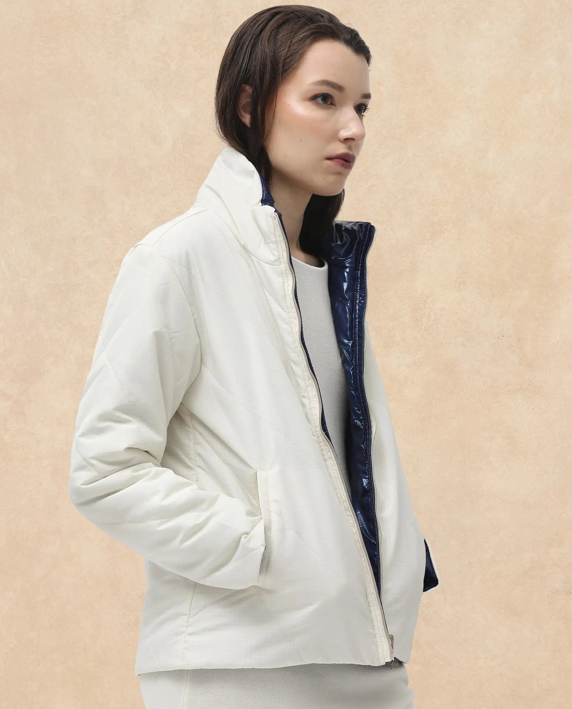 Rareism Women Sapell Off White Plain Jacket