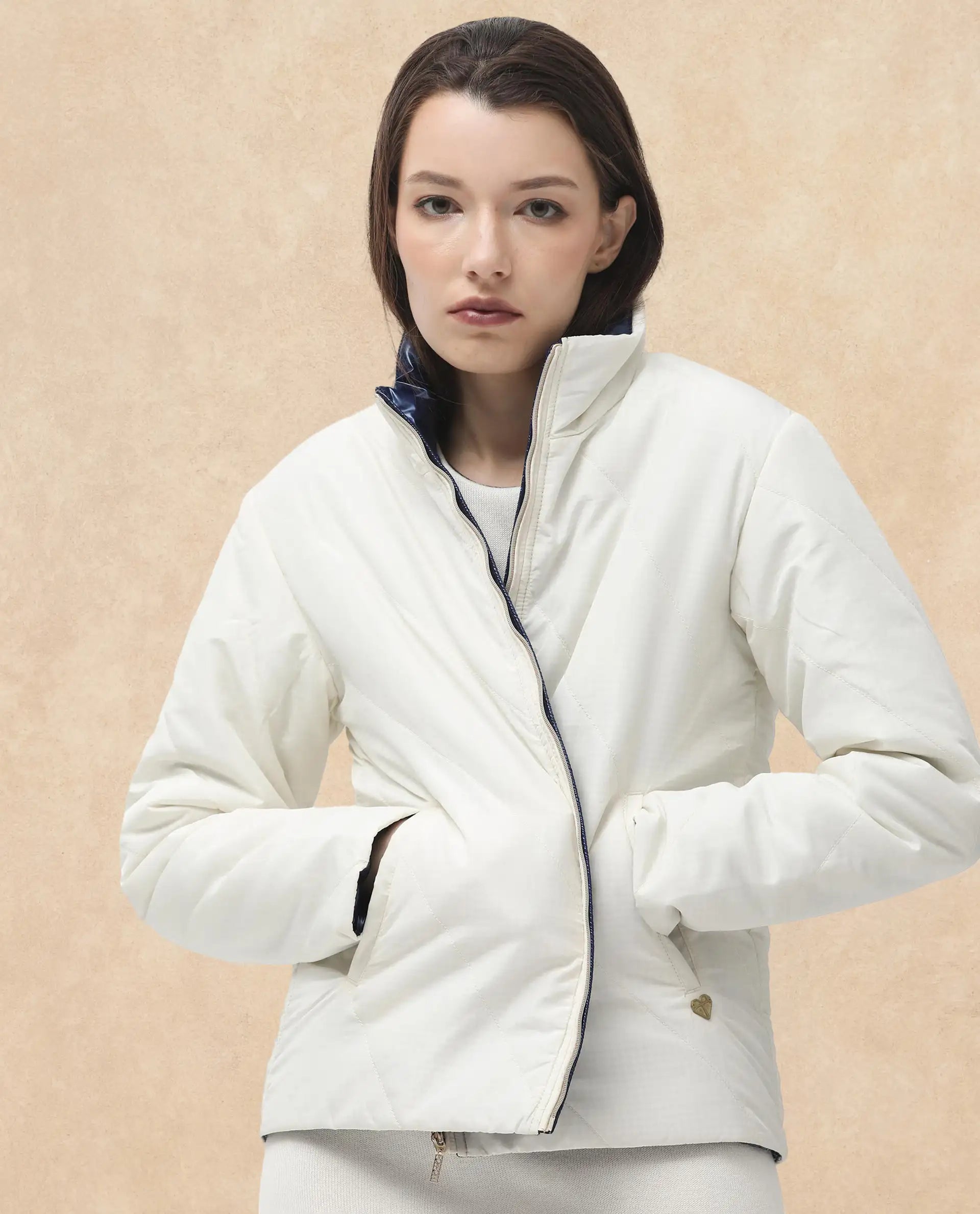 Rareism Women Sapell Off White Plain Jacket