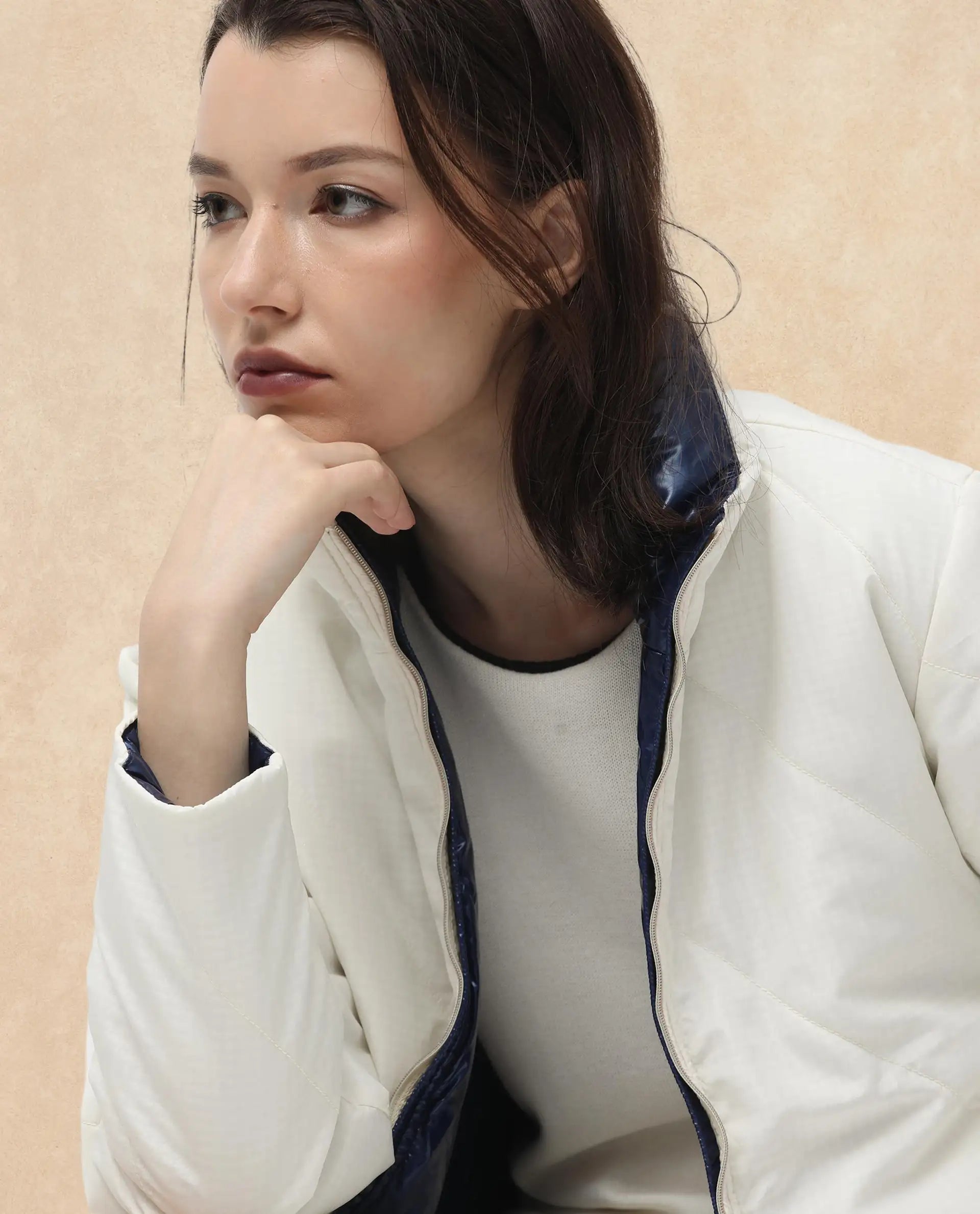 Rareism Women Sapell Off White Plain Jacket