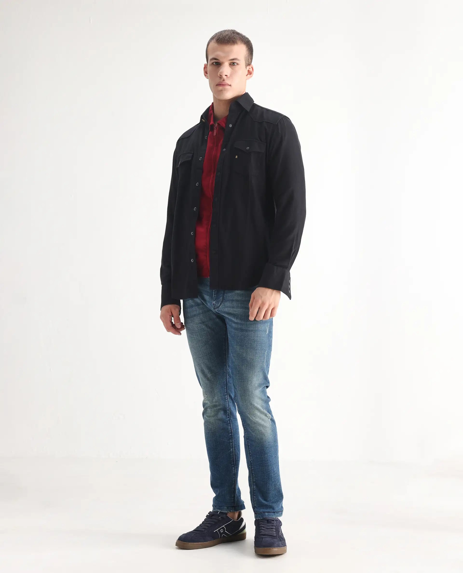 Rare Rabbit Men's Sator Light Blue Cotton Plain Hawk Slim Fit Jeans