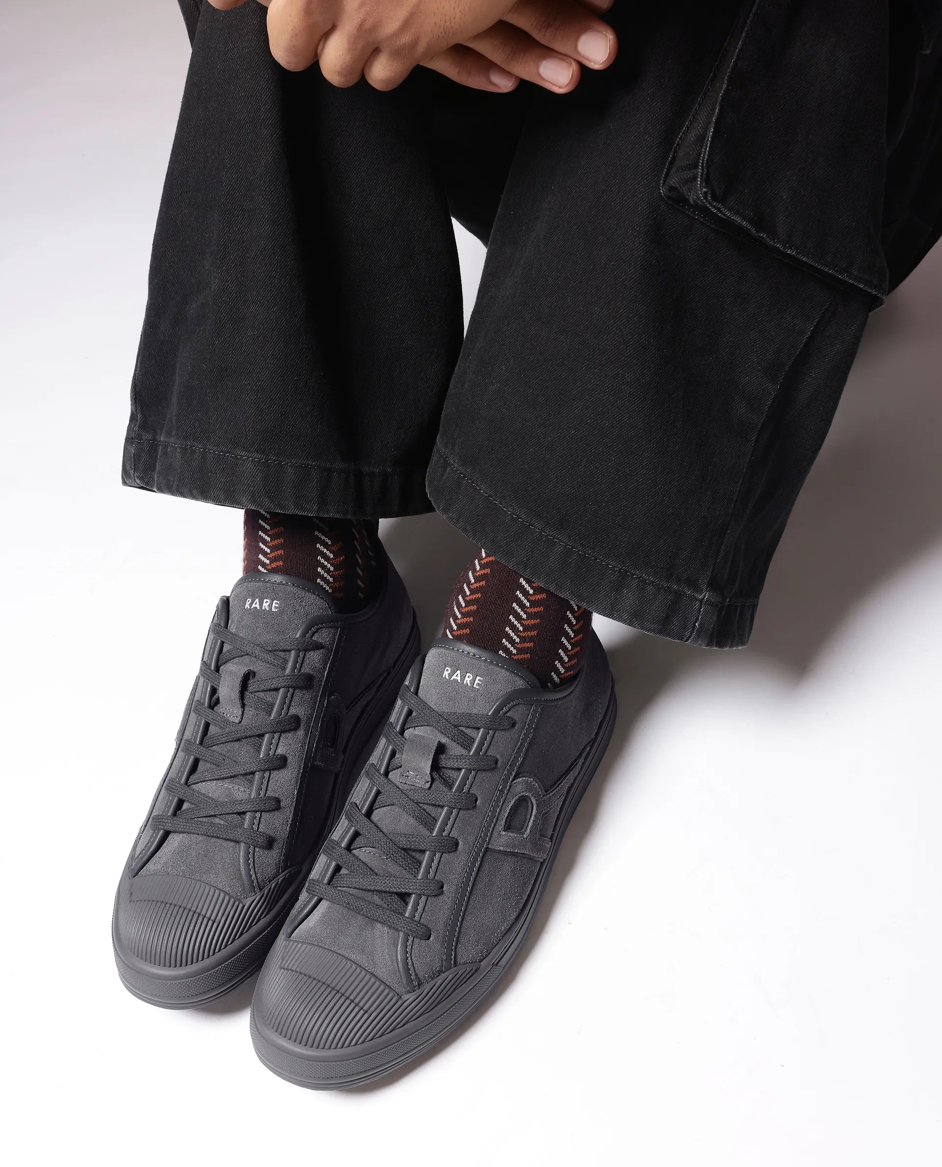 Rare Rabbit Men Sauron-2 Dark Grey Lace-Up Shoes