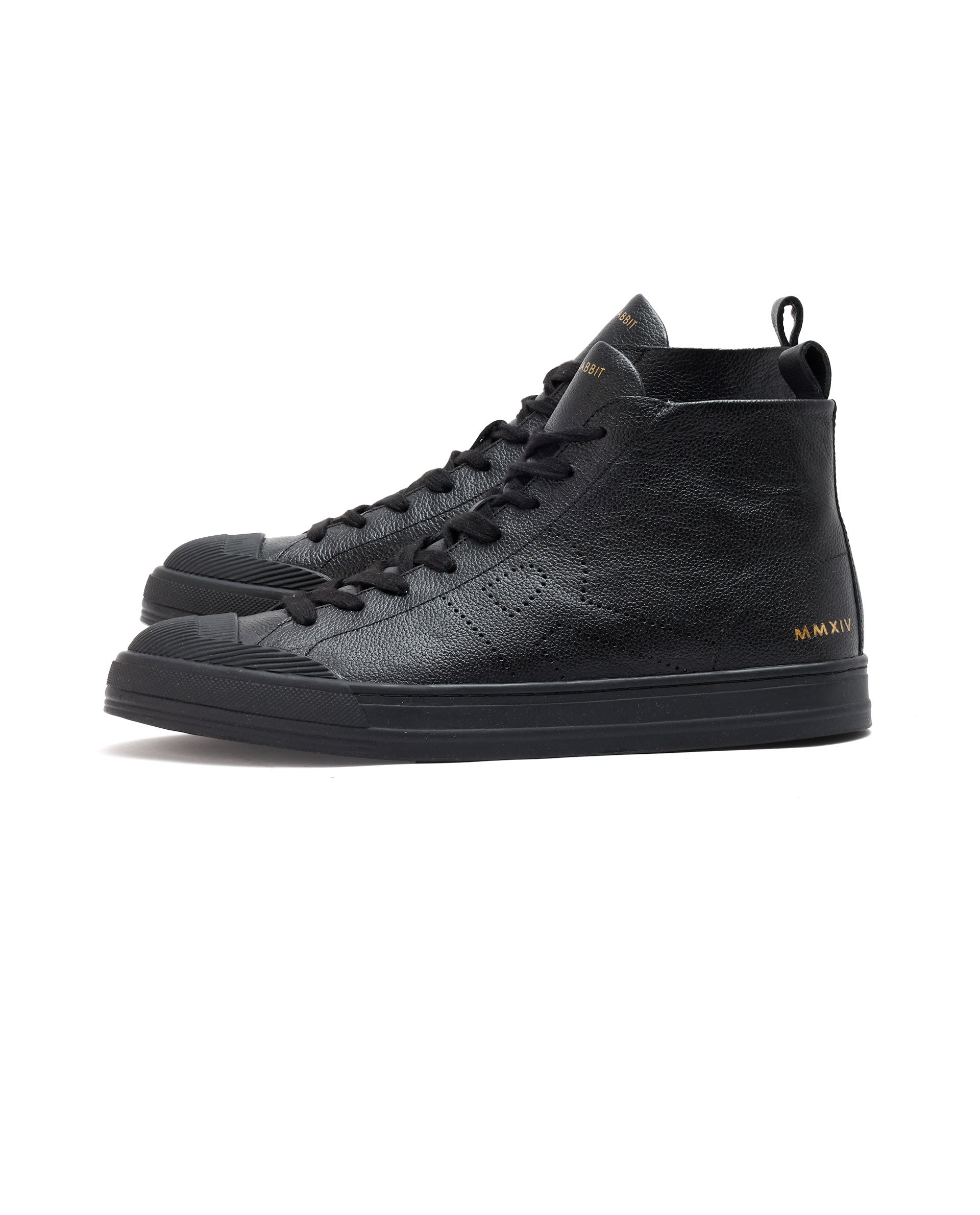 Rare Rabbit Mens Sauron Hi Pro Black Premium Milled Leather Lace Up High Top Round Toe Sneaker Shoes