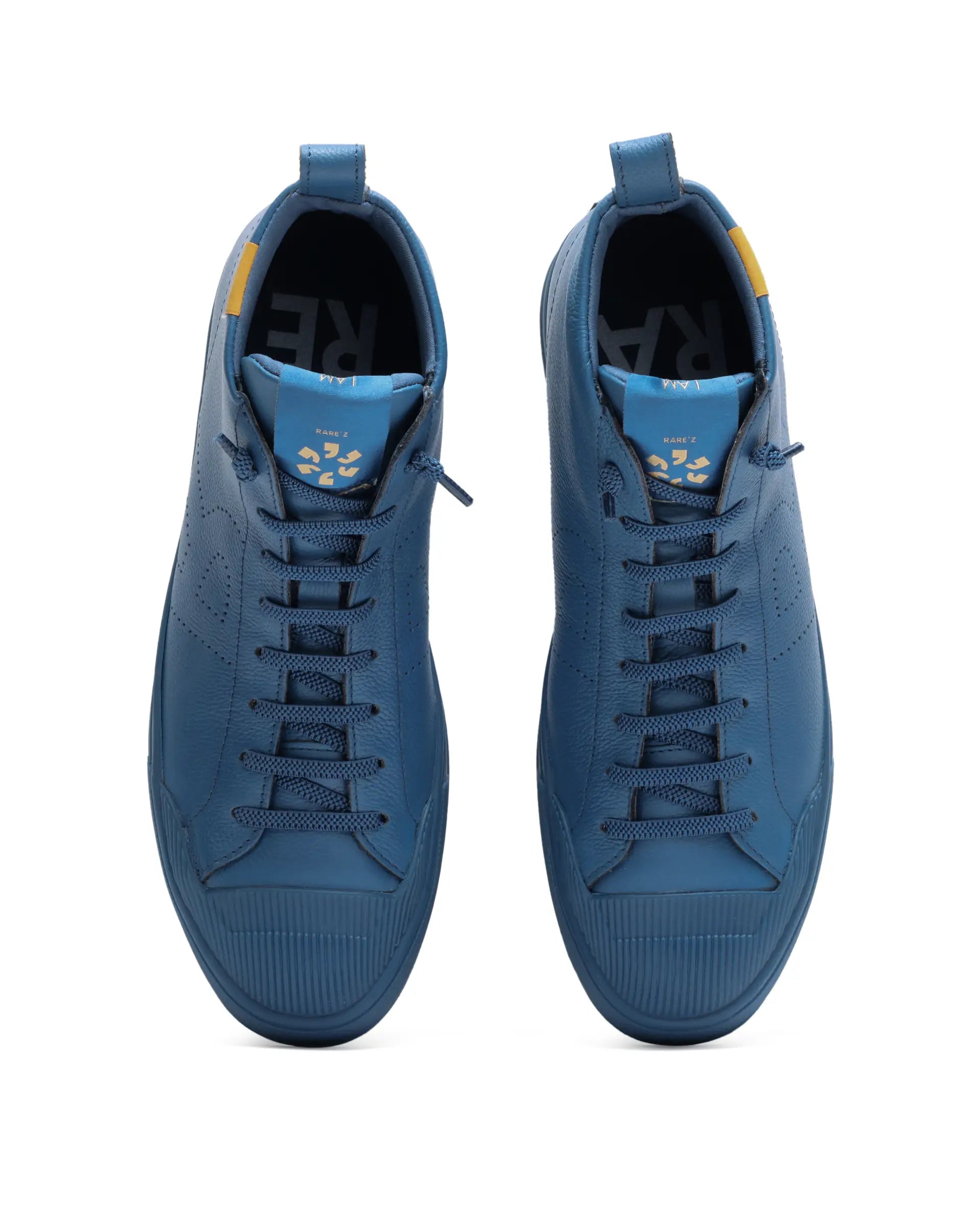 Rare Rabbit Men Sauron Hi Pro Blue Leather Lace-Up Closure Sneaker