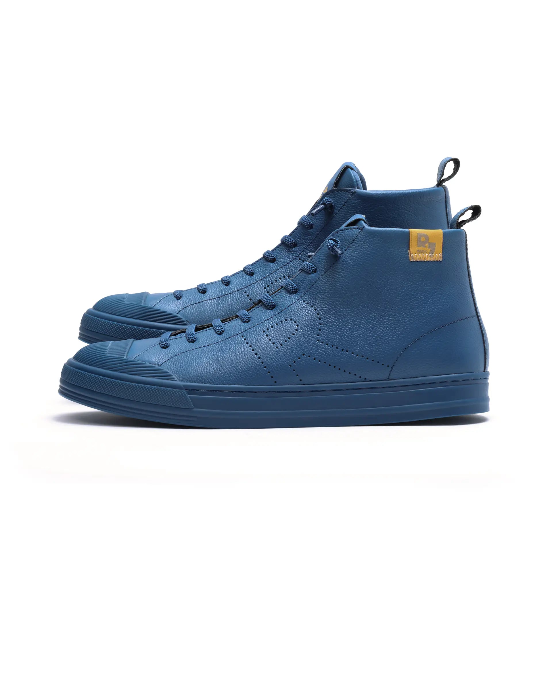 Rare Rabbit Men Sauron Hi Pro Blue Leather Lace-Up Closure Sneaker