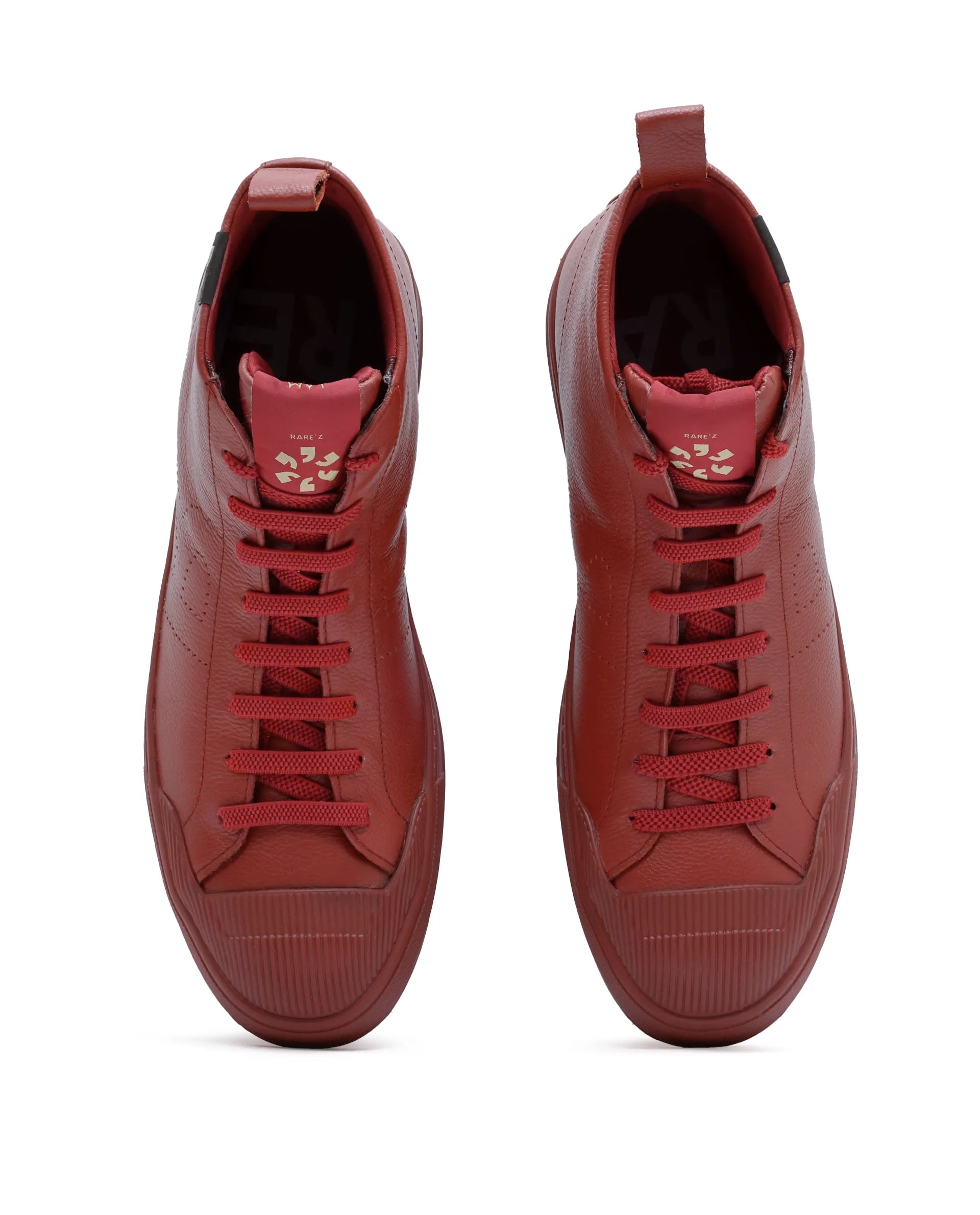 Rare Rabbit Men's Sauron Hi Pro Red Leather Lace-Up Closure Sneaker