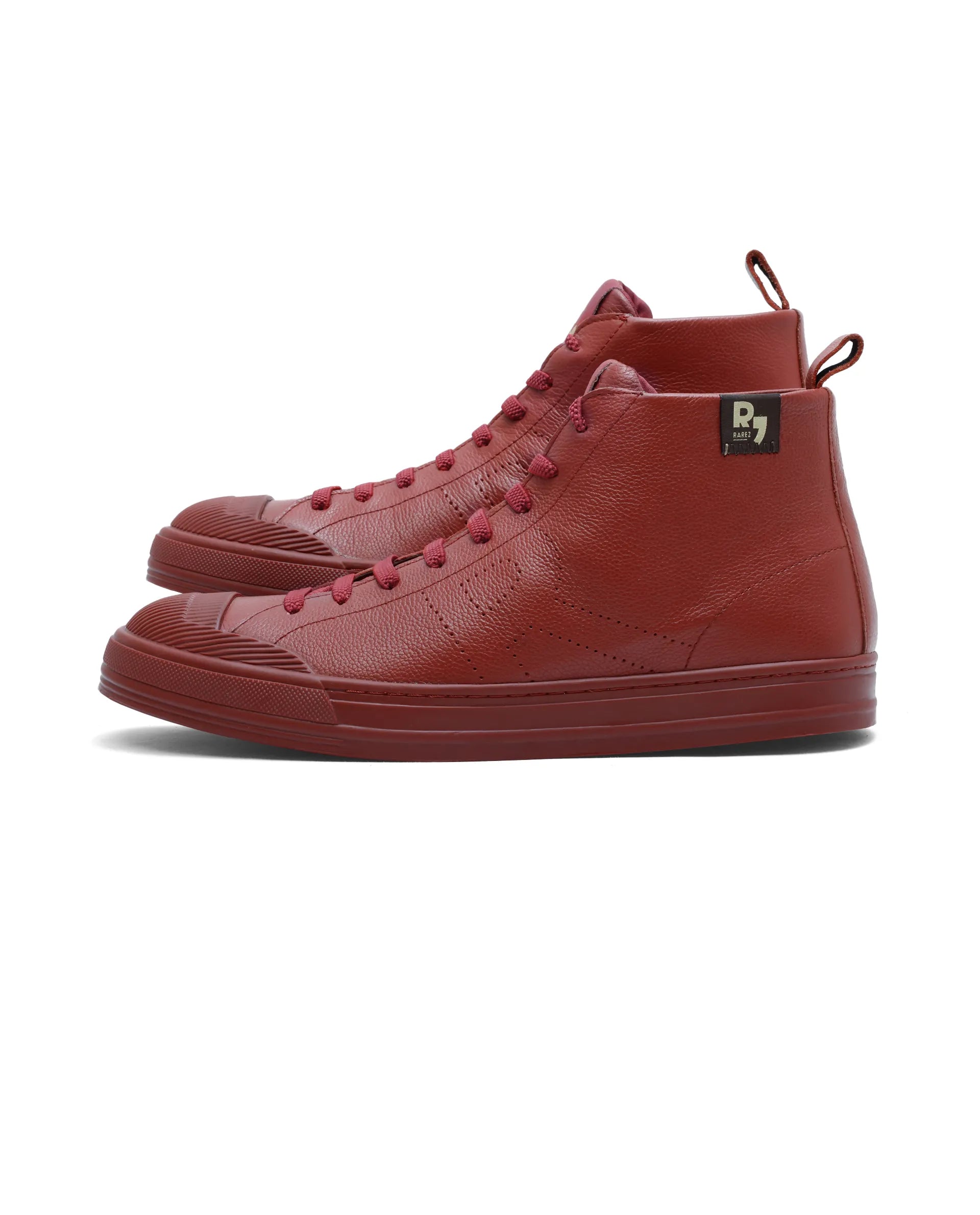 Rare Rabbit Men's Sauron Hi Pro Red Leather Lace-Up Closure Sneaker