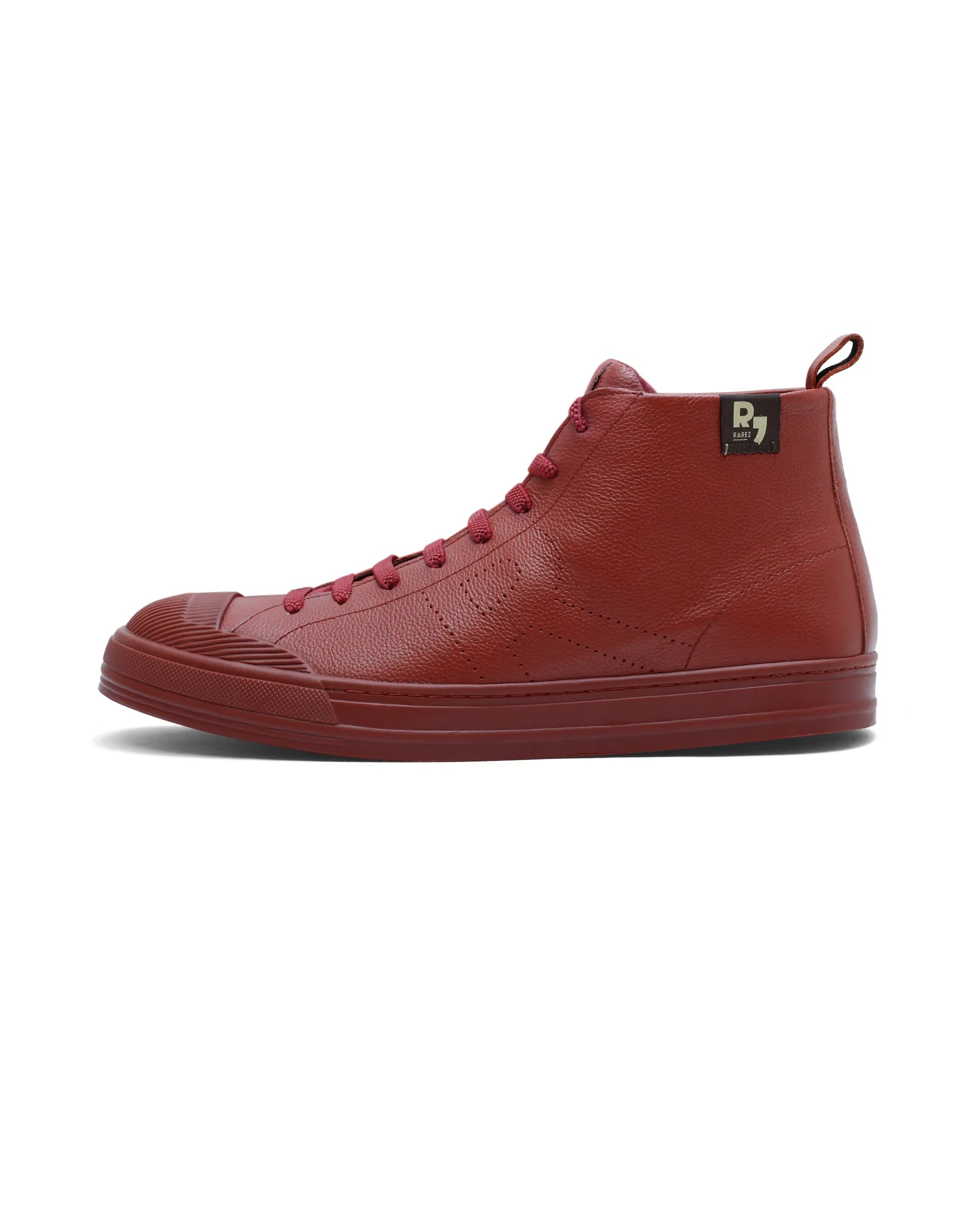 Rare Rabbit Men's Sauron Hi Pro Red Leather Lace-Up Closure Sneaker