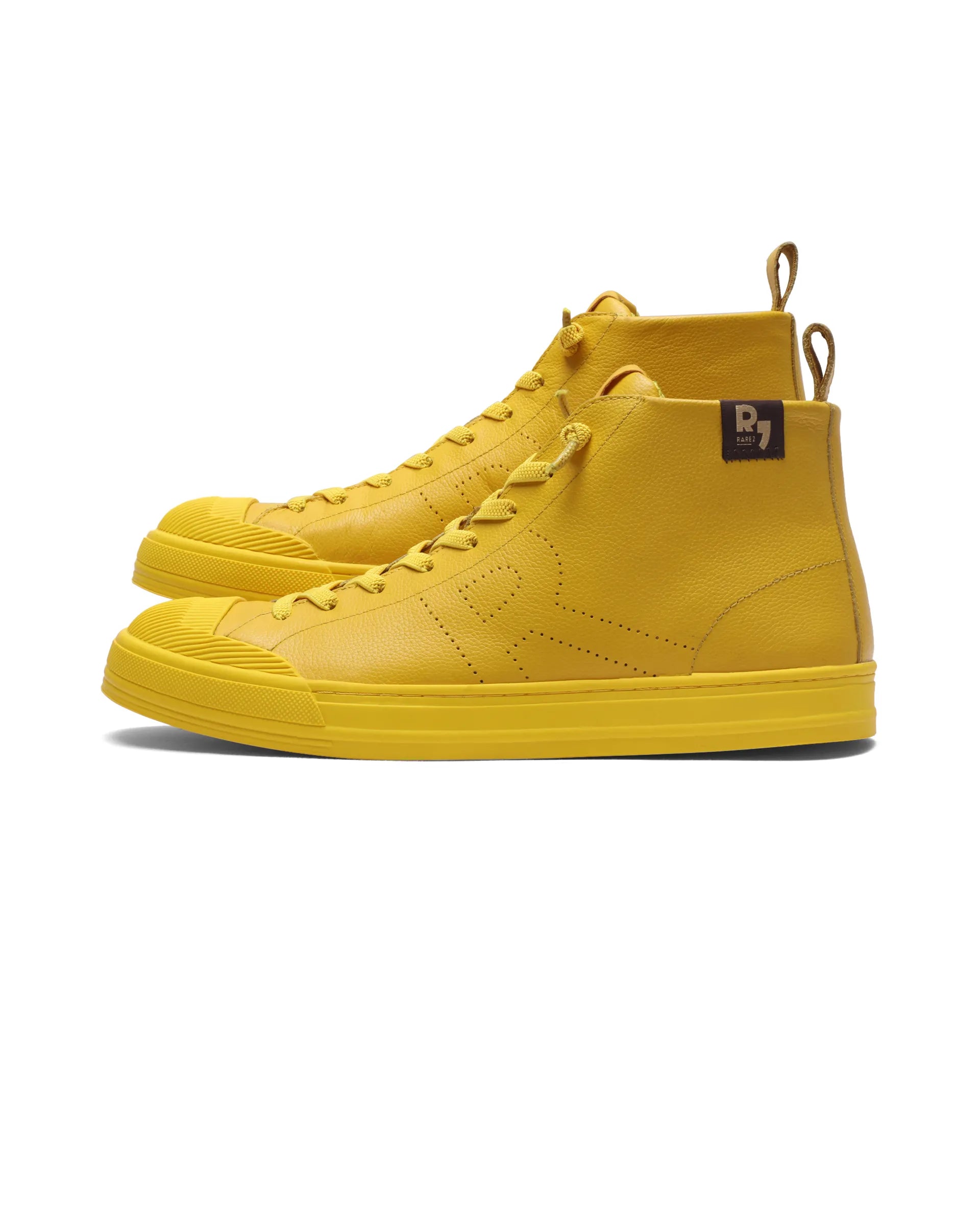 Rare Rabbit Men's Sauron Hi Pro Yellow Leather Lace-Up Closure Sneaker